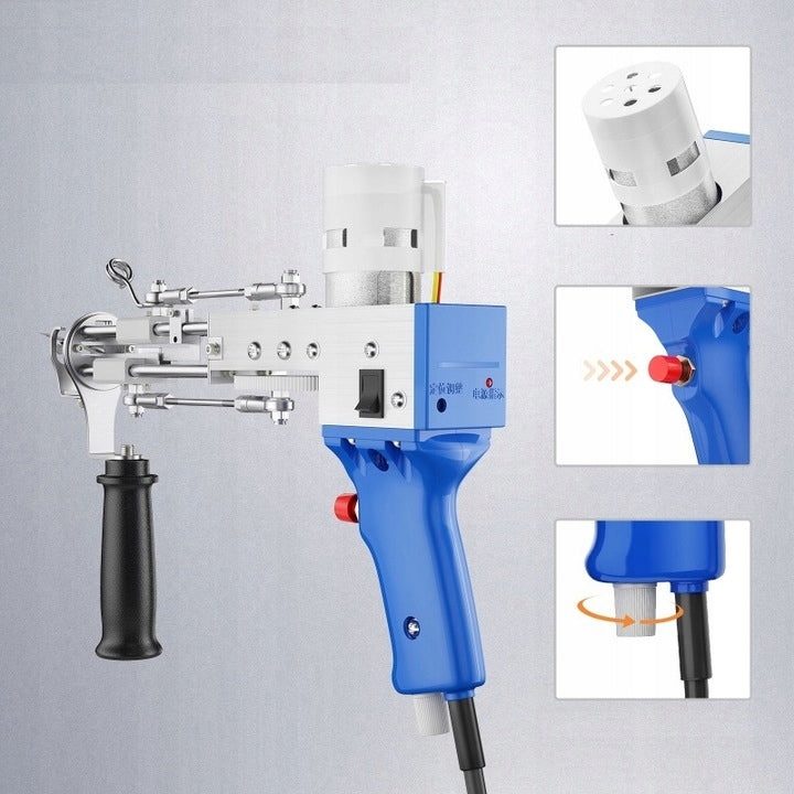 Tufting GUN Set (Pistolet + Machine) GUN MACHINE FABRIC TRIMMER YARN Hook swing
