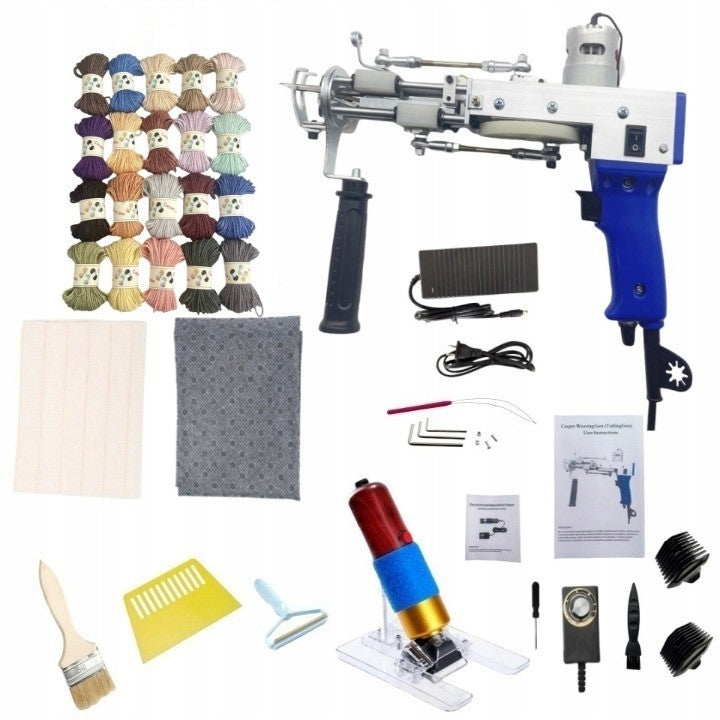 Tufting GUN Set (Pistolet + Machine) GUN MACHINE FABRIC TRIMMER YARN Manufacturer code Pistolet do tuftingu