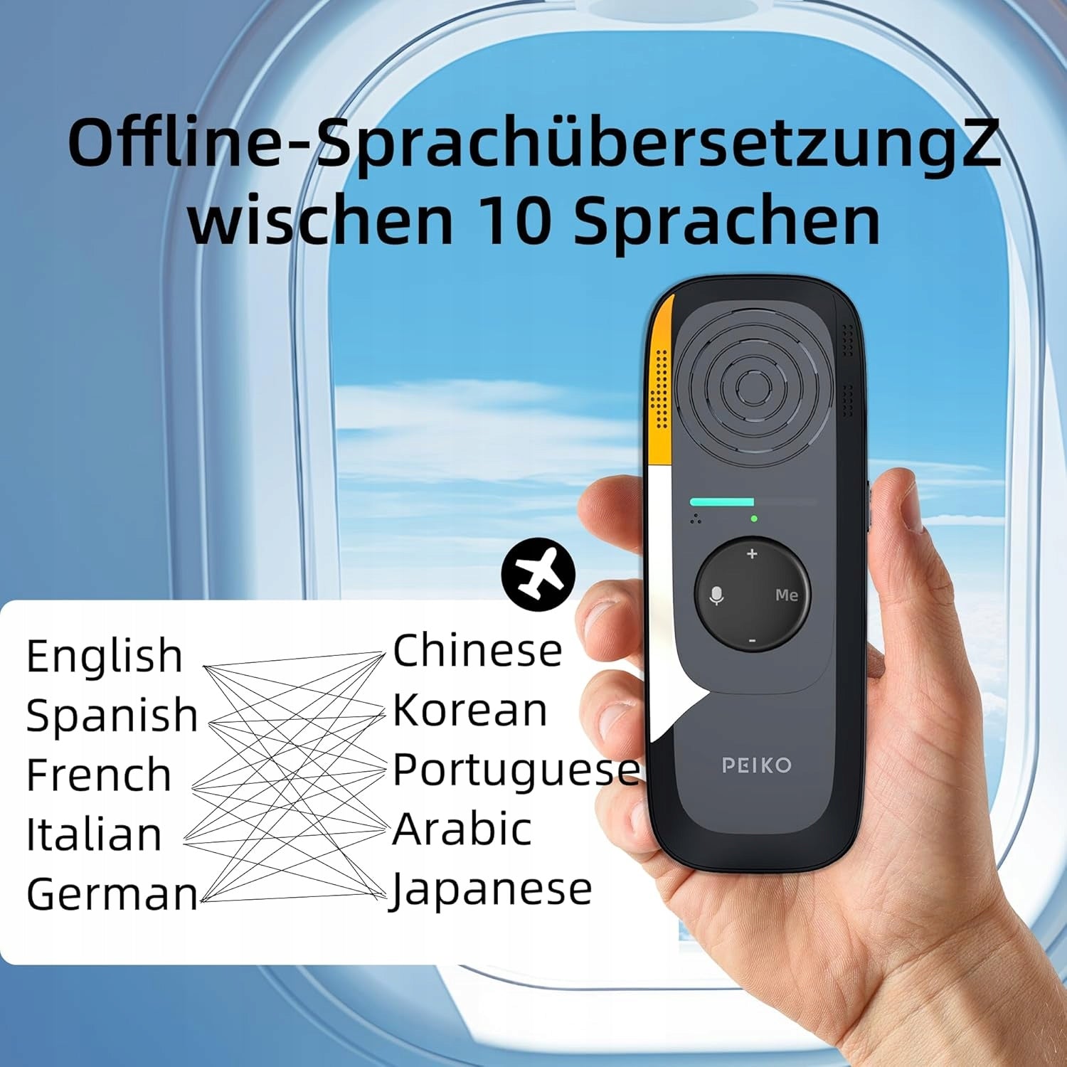 Tłumacz w czasie rzeczywistym AI z 75 językami offline Peiko Manufacturer code 543353534534