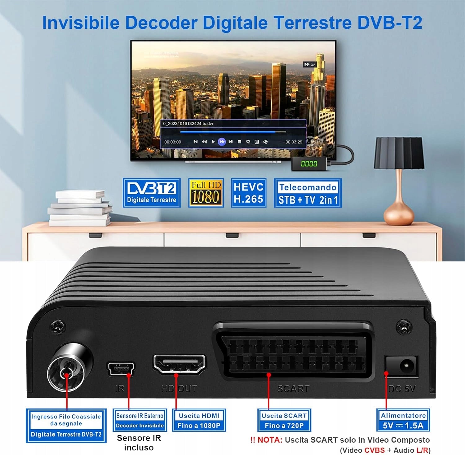 Tuner Decoder DVB-T2 terrestrial decoder SHUNWEIQTEK Q265 MINI Black Brand no brand