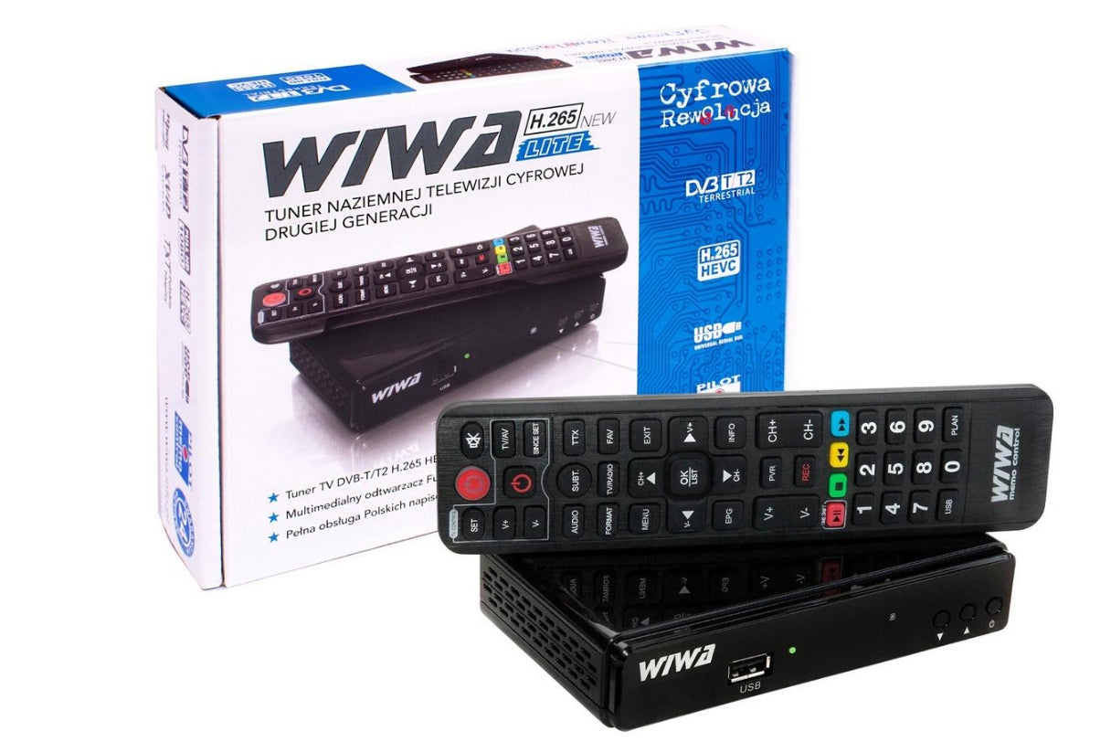 Tuner Receiver DVB-T/T2 decoder WIWA H.265 LITE terrestrial TV second generation Manufacturer code 2_275294