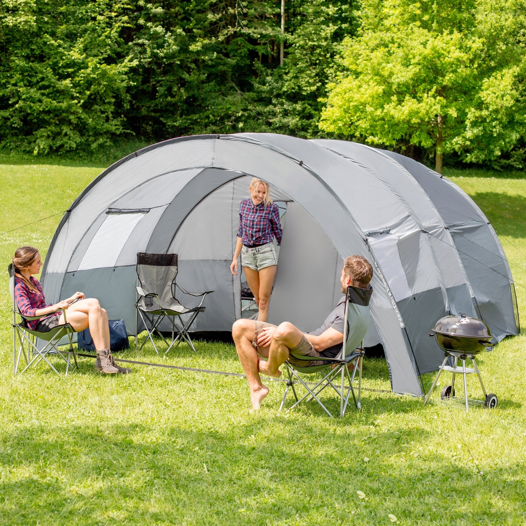 Tunnel tent TecTake Roskilde 6-person grey 3 m 404825 Manufacturer code 404825