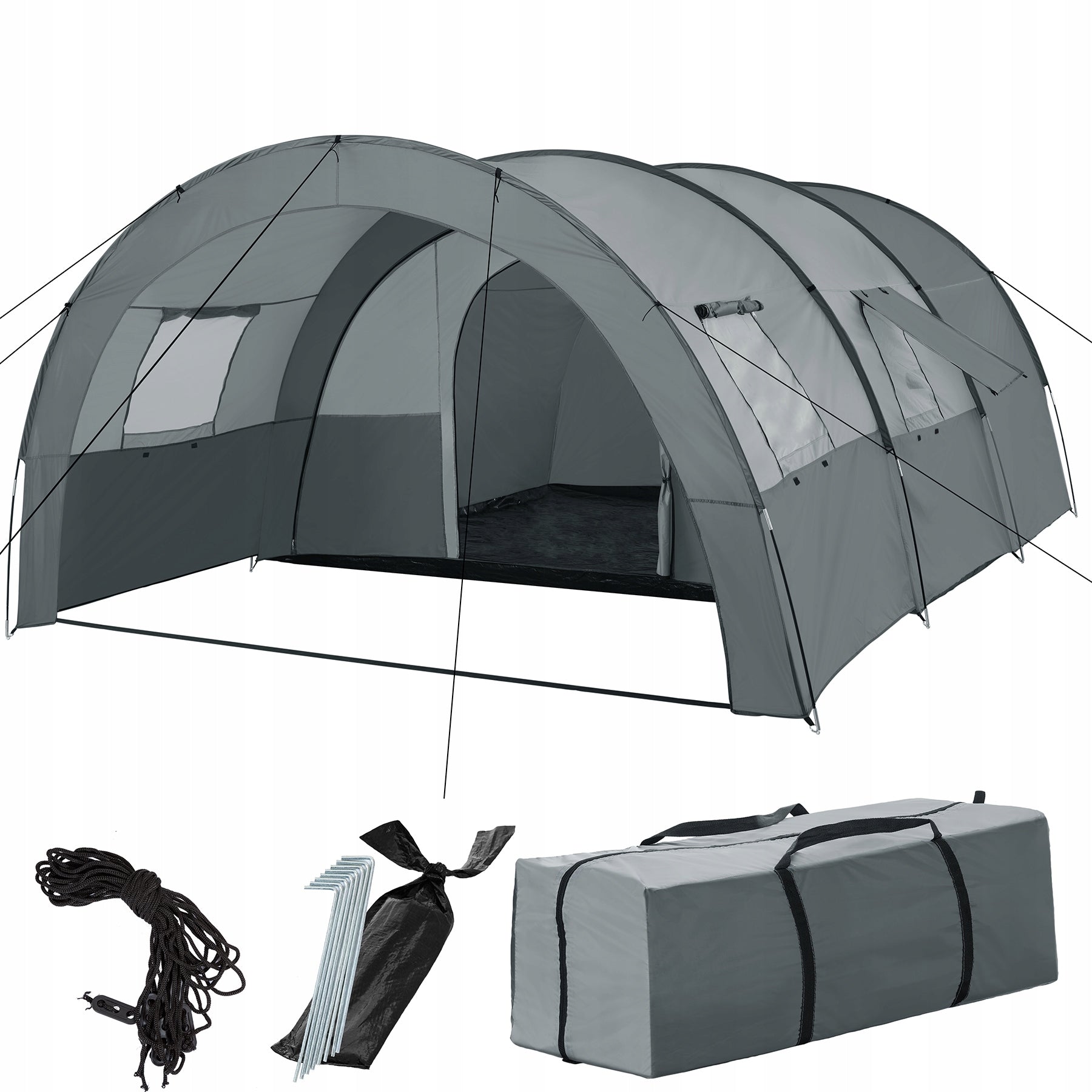 Tunnel tent TecTake Roskilde 6-person grey 3 m 404825