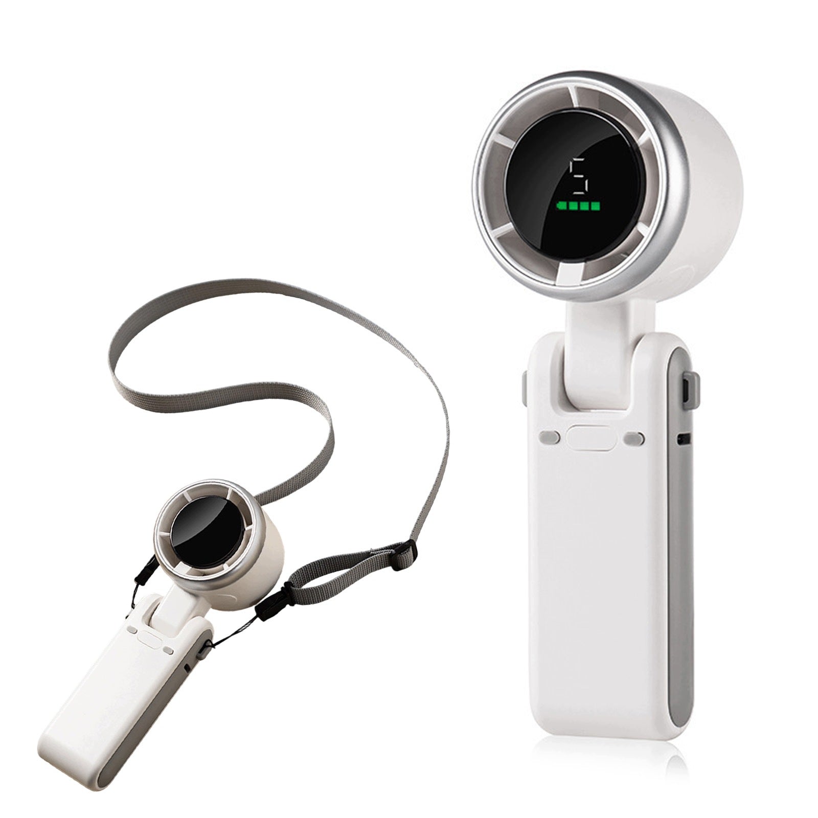 Turbo Fan Handheld 13550RPM 5 Speeds USB-C Rechargeable 12H Foldable White