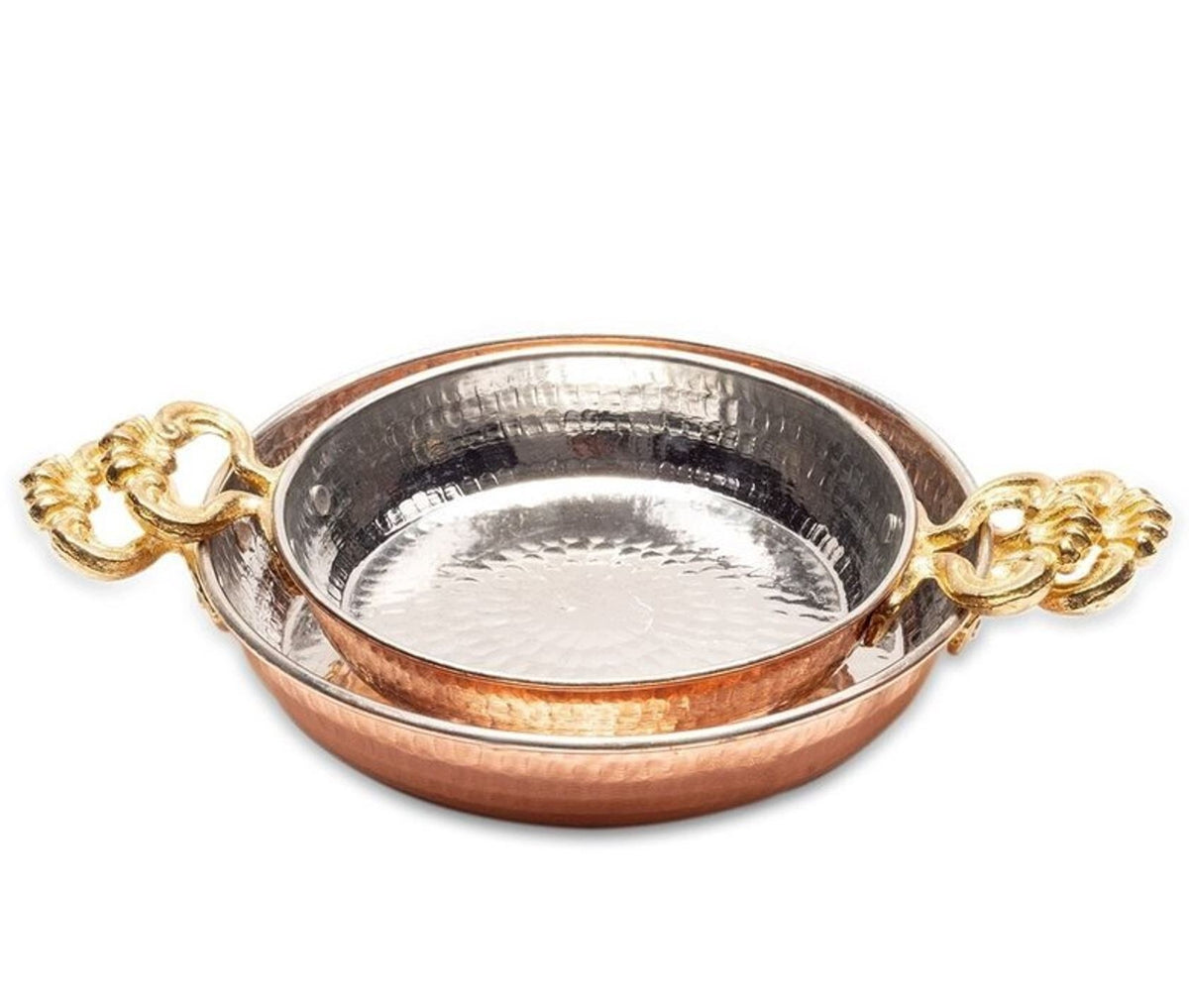 Turkish Copper Pan Sahan 18 and 20 cm Hand Hammered Set of 2pcs