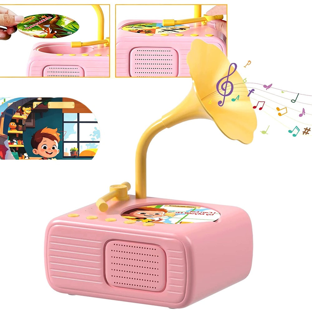 Turntable For Children 96 Discs Fairy Tales Songs, Sound Card Player