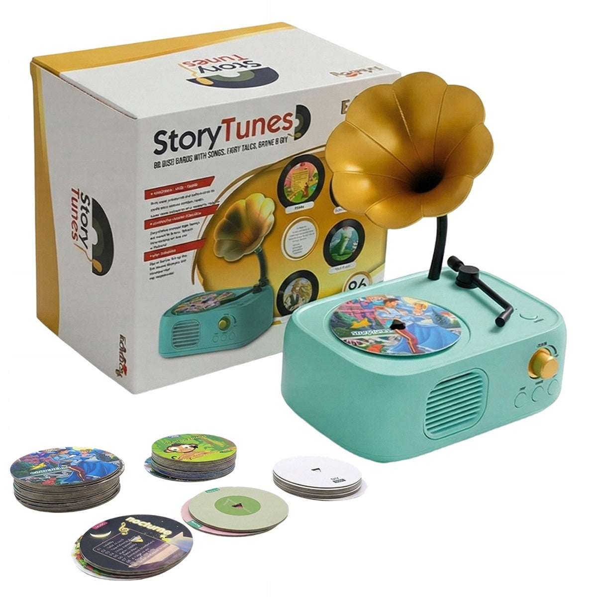 Turntable for 3+ 96 discs with 48 fairy tales and 28 songs to learn English