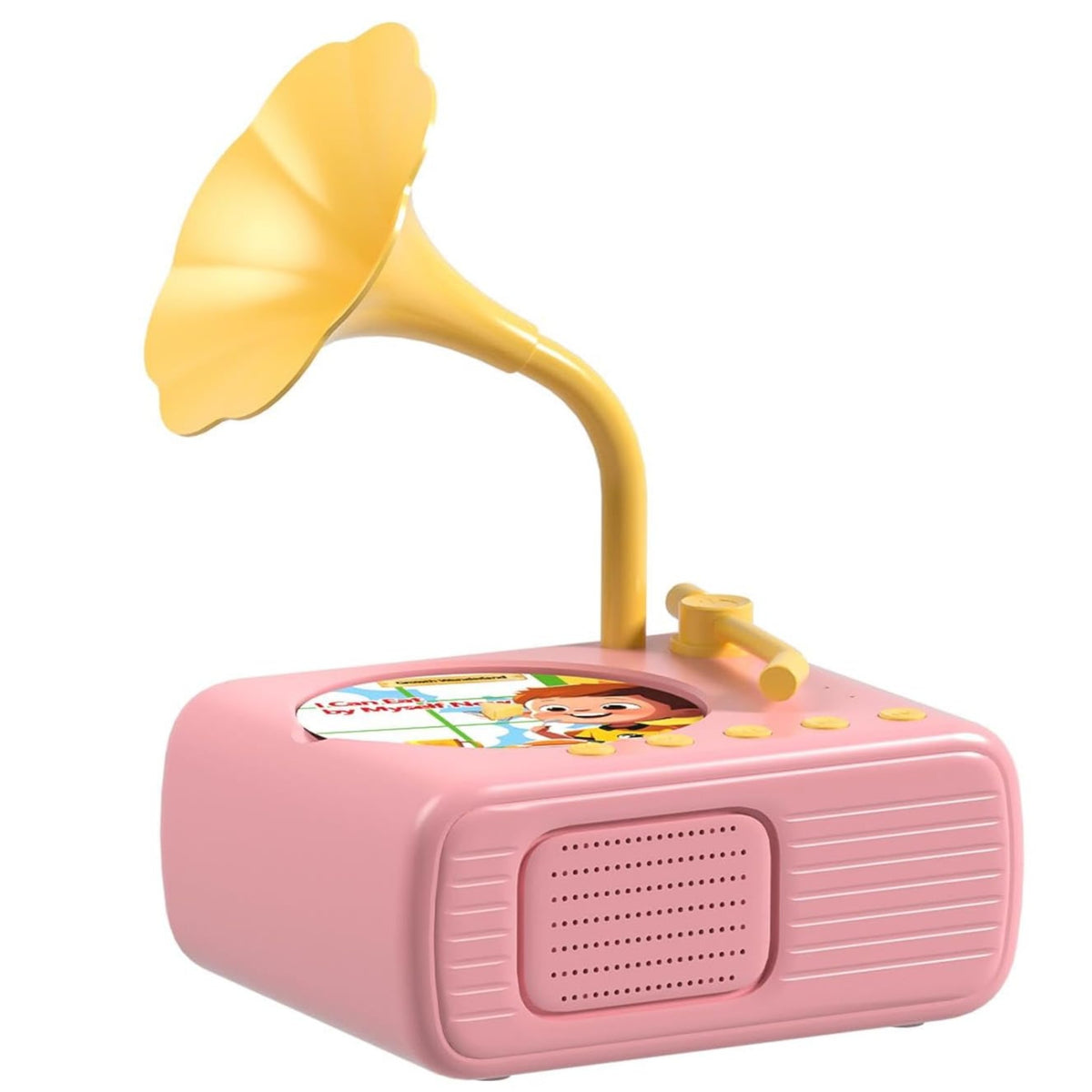 Turntable for children with 96 fairy tales songs and recording plates Manufacturer code Gramofon z płytami D7 dla dzieci różowy