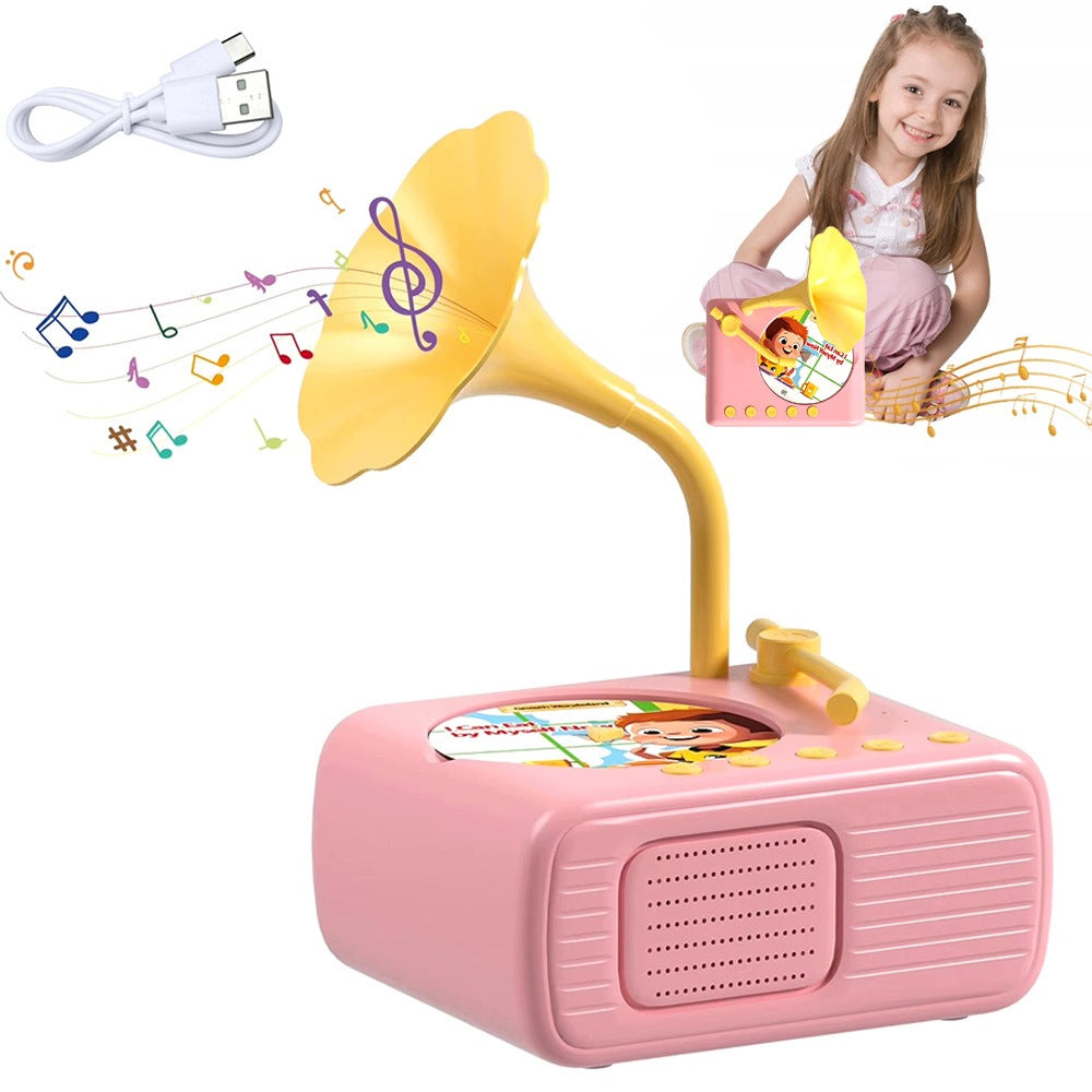 Turntable for children with 96 fairy tales songs and recording plates