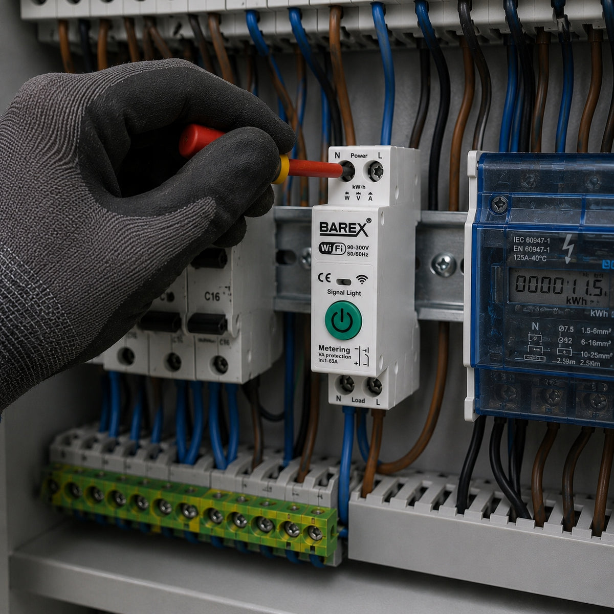 Tuya 63A WiFi Energy Current Meter Single Phase DIN Rail Relay Manufacturer code Przekaźnik WiFi 63A