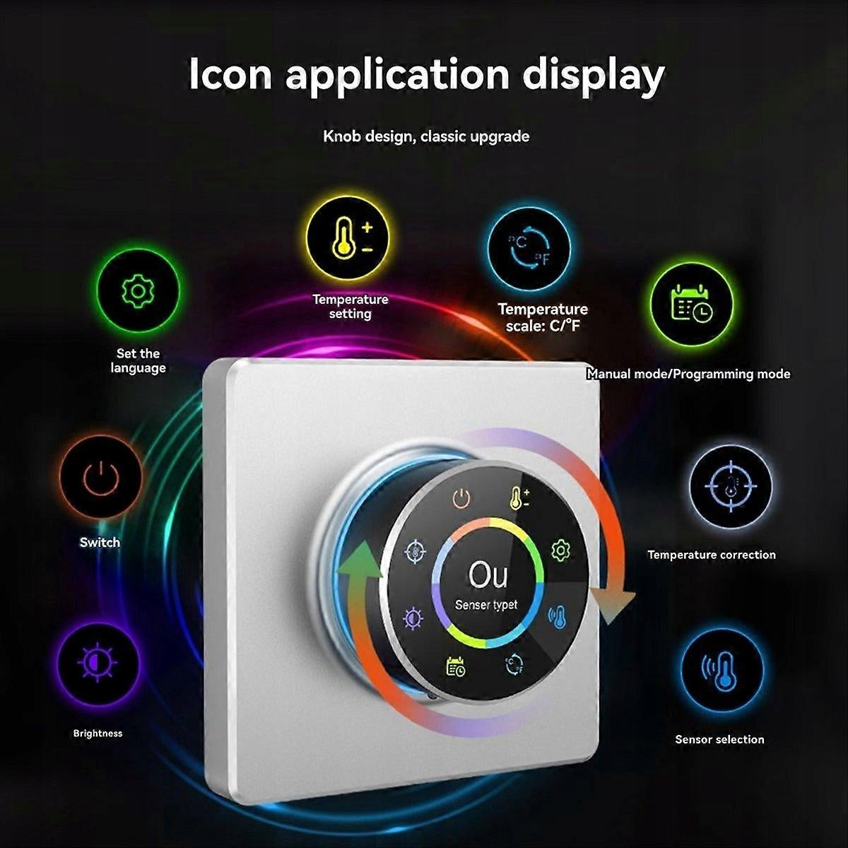 Tuya Smart 1439 WTE Knob Thermostat Digital Colorful WiFi Light (White) Manufacturer code 1439WTC