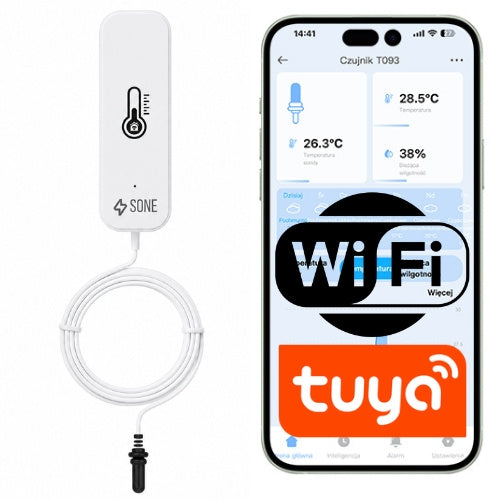 Tuya Smart Life WiFi Temperature and Humidity Sensor with 96cm Sone Probe