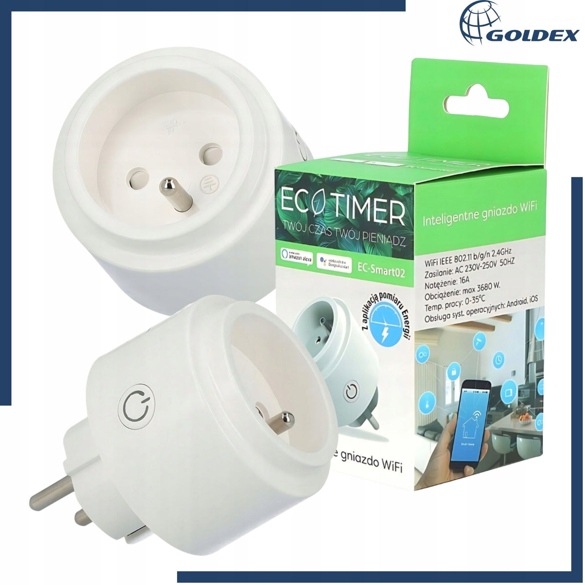 Tuya Smart WiFi Outlet Energy Measurement 16A 3680W EC-SMART02 Packaging status original