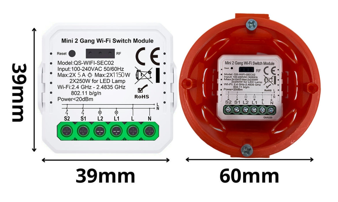 Tuya WIFI Relay Smart Dual Controller Switch MINI V3 Packaging status original