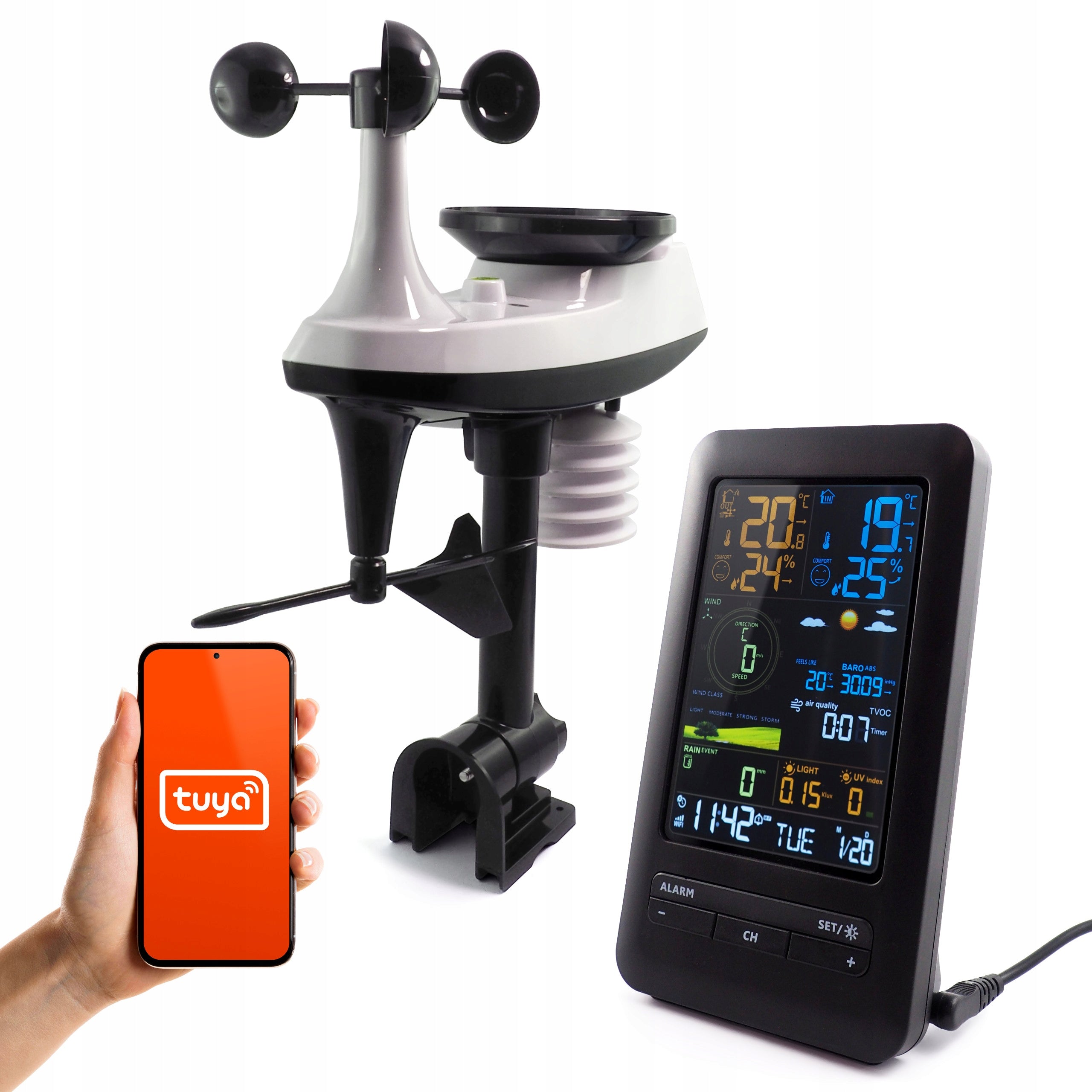 Tuya Wi-Fi Weather Station LCD Panel Plus Outdoor Detector