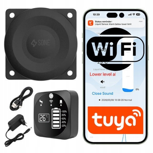 Tuya WiFi Liquid Level Sensor 0-5m LCD RF433 Water Tank Filling