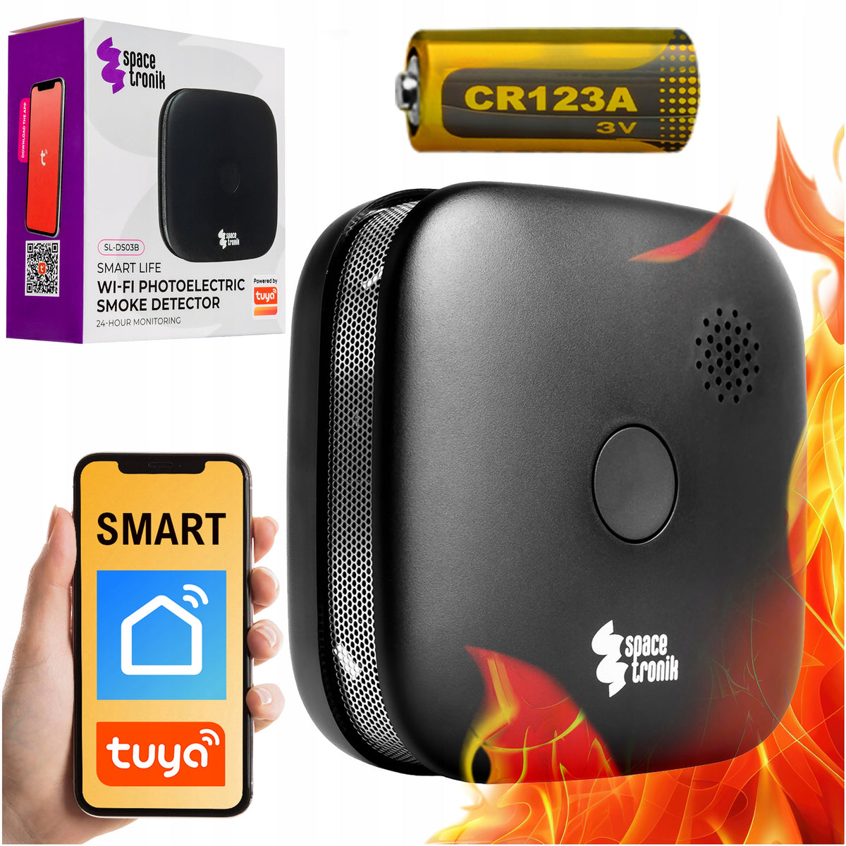 Tuya WiFi Smoke Sensor Application 85dB Spacetronik Detector Life 10 Years