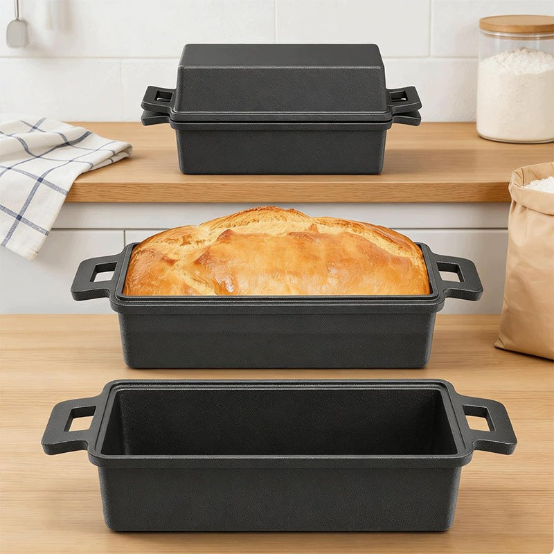 Two Piece Cast Iron Bread Baking Mold with Pan Lid Brand no brand
