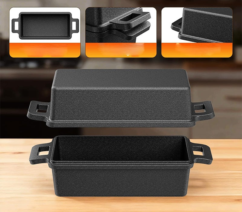 Two Piece Cast Iron Bread Baking Mold with Pan Lid Capacity 2 l