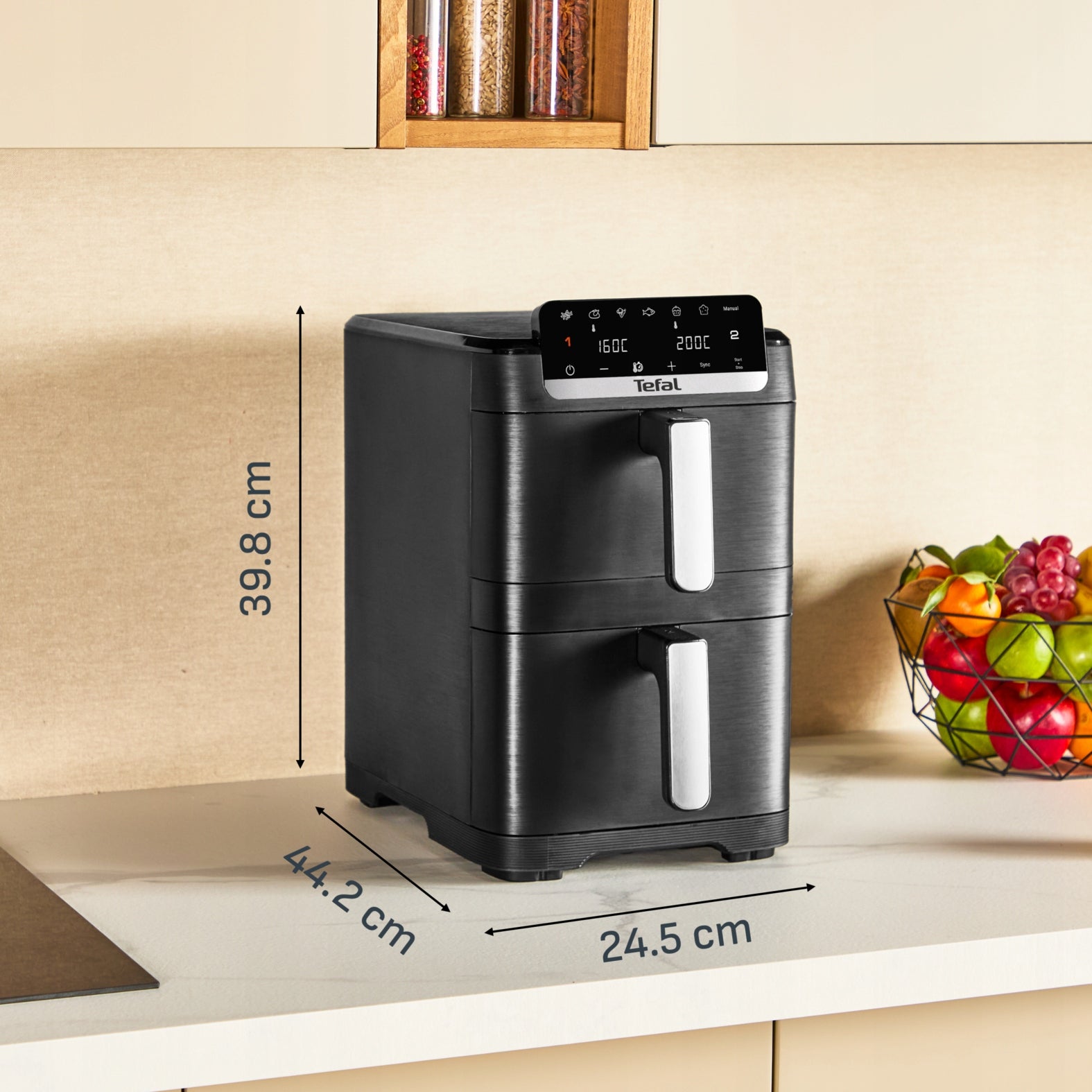 Two-chamber non-fat air fryer TEFAL EY7528E0 10 l 2700 W Air Fryer Packaging status original