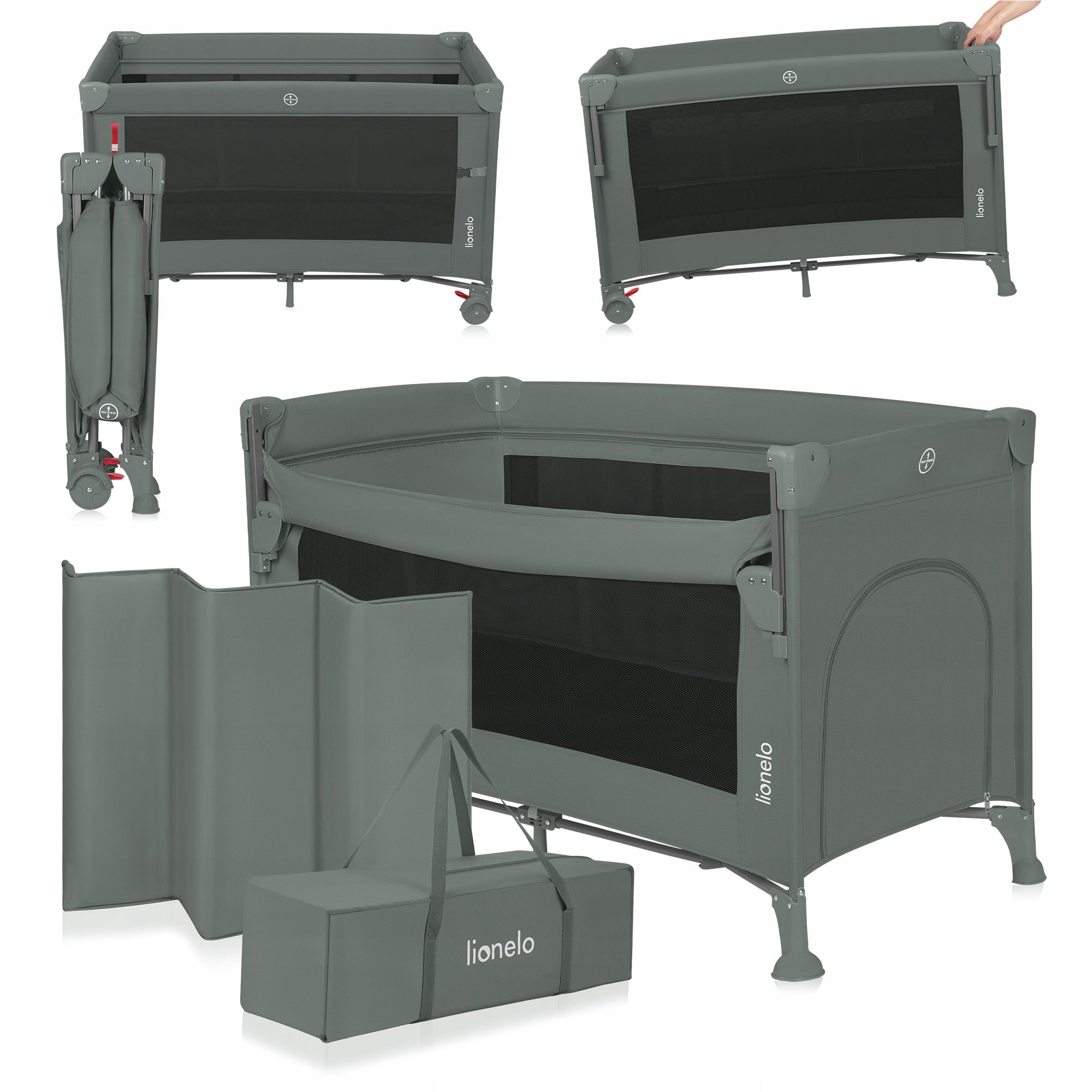 Two-level travel cot 3in1 Lionelo LO-ELLEN GREEN SAGE