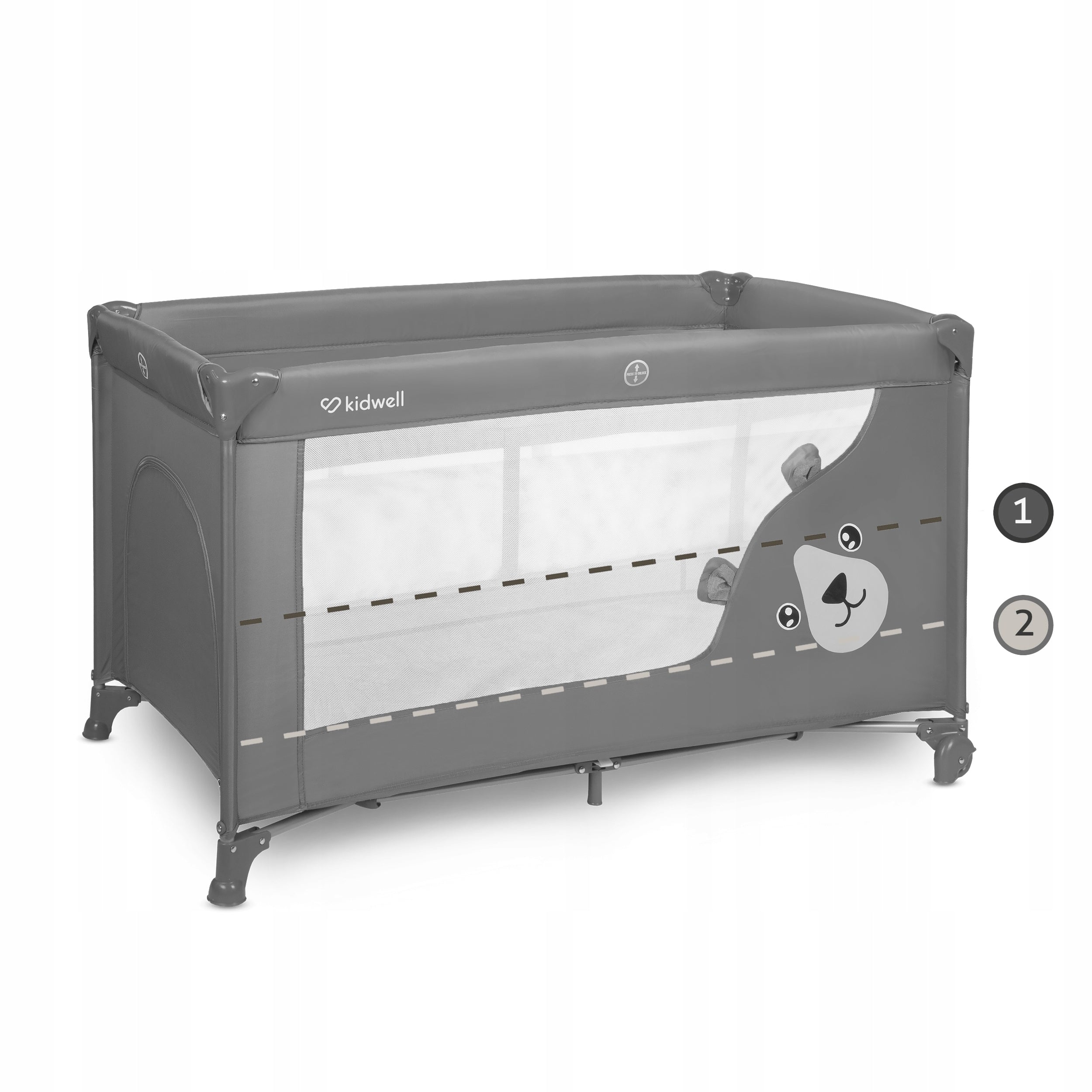 Two-level travel cot BLISSY DUO Gray Grey 2 levels Brand Kidwell