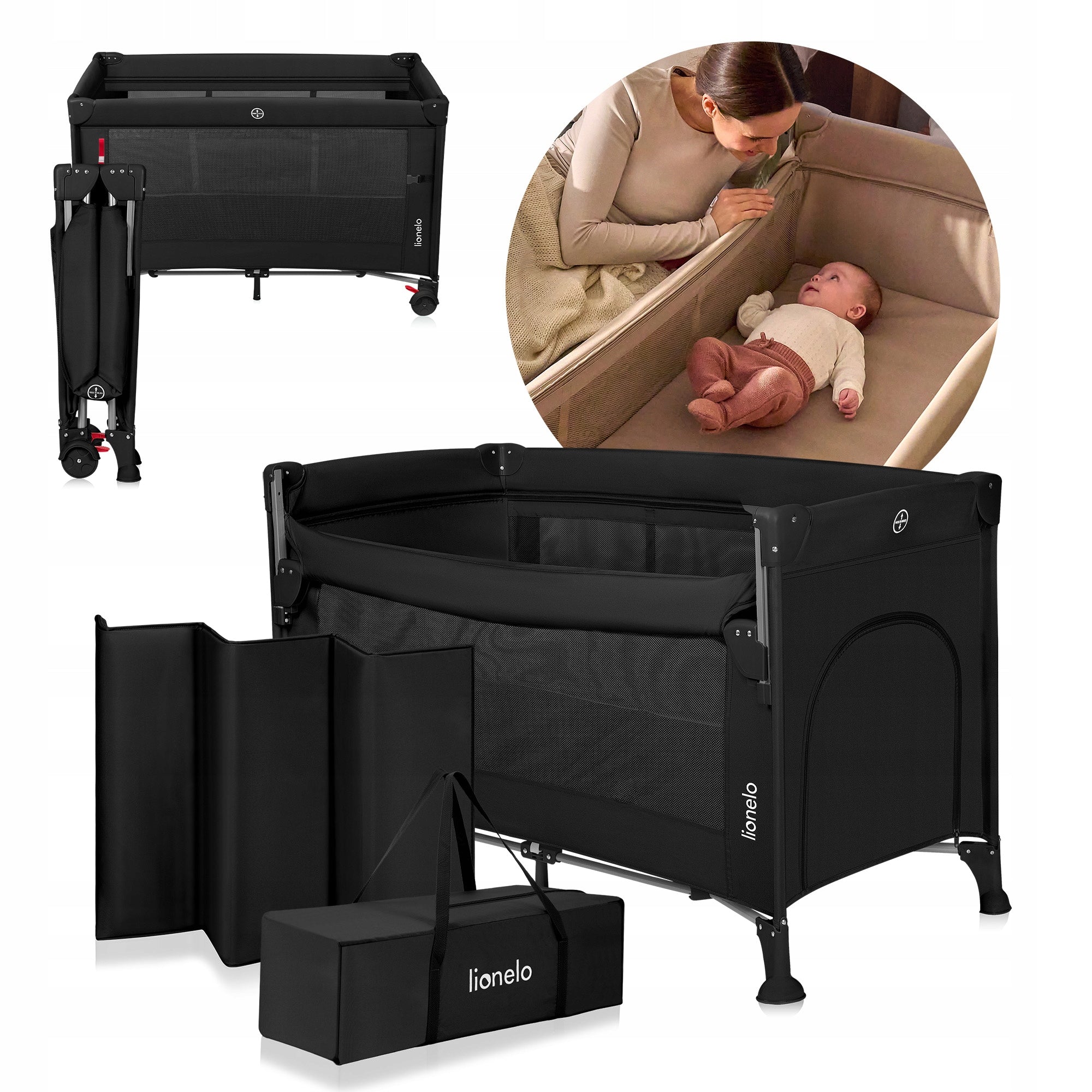 Two-tier travel cot 3in1 folding extra bed bag Lionelo Ellen Medical device no