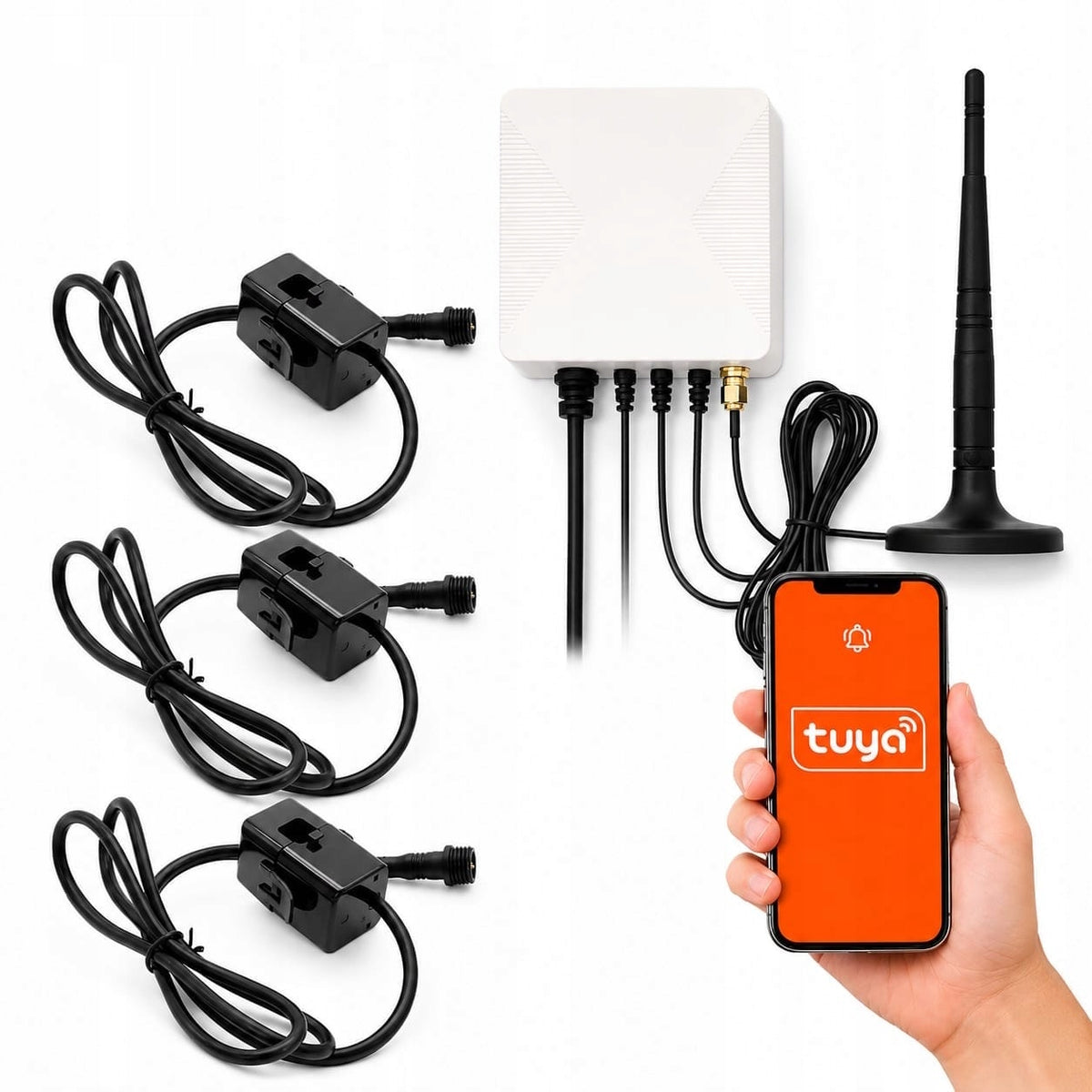 Two-way 3-phase energy meter with 3 TUYA WiFi 80A transformers