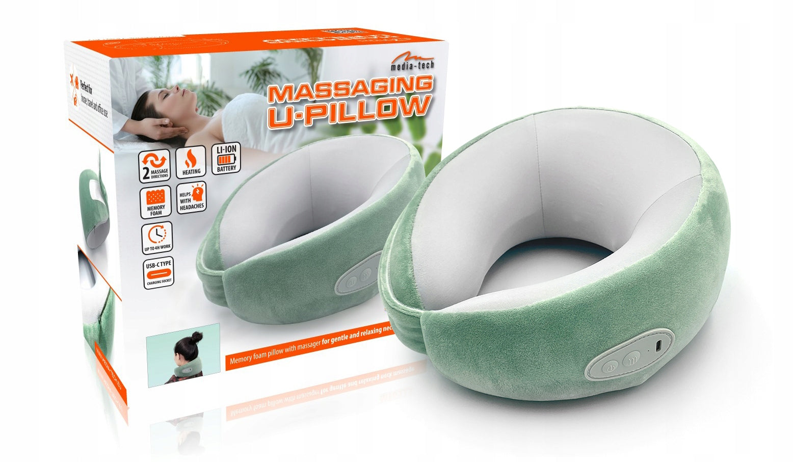 U-Pillow Heated Neck Massage Pillow Brand Media-tech