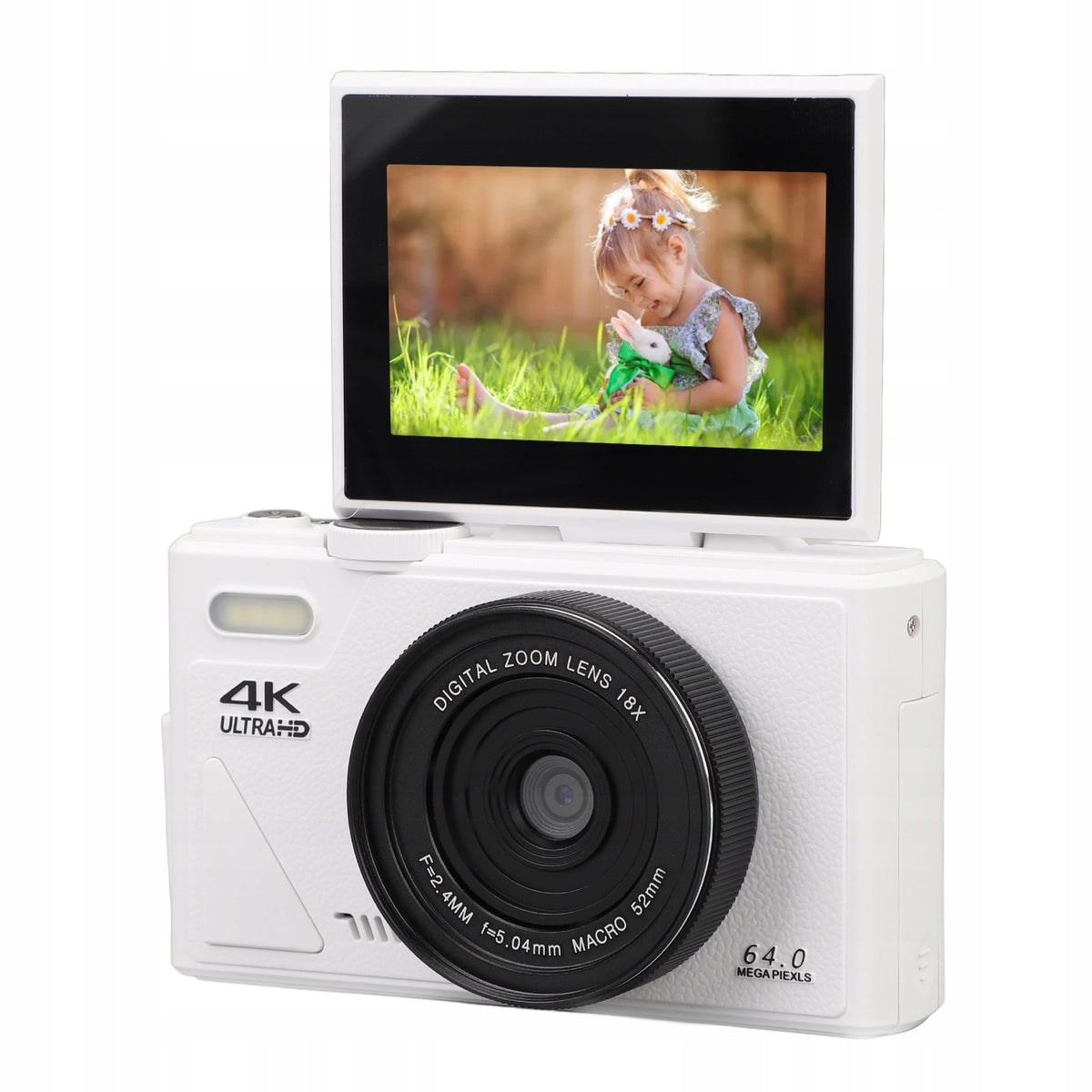 UHD 4K 64MP DIGITAL CAMERA WITH 18X ZOOM AND 3 INCH FLIP SCREEN FOR VLOG
