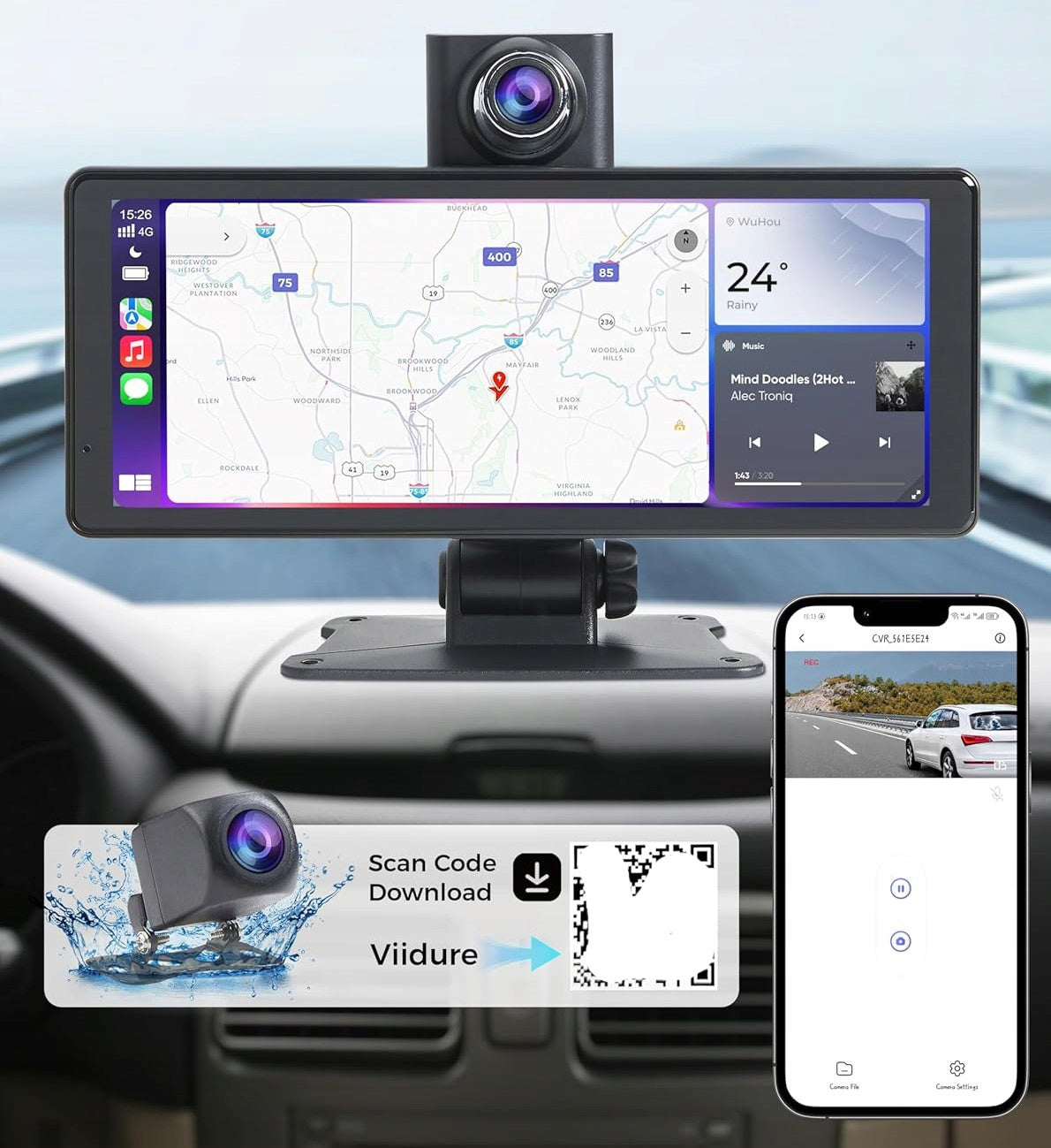 UHD 4K DVR GPS Navigation WIFI Android Car Camera Front/Rear Model 4K Kamera Android Auto CarPlay