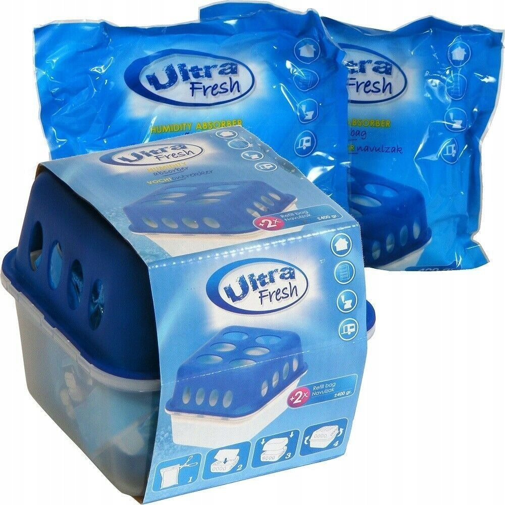 ULTRA FRESH MOISTURE ABSORBER TWO STOCKS 400g FOR ROOMS AND CARS