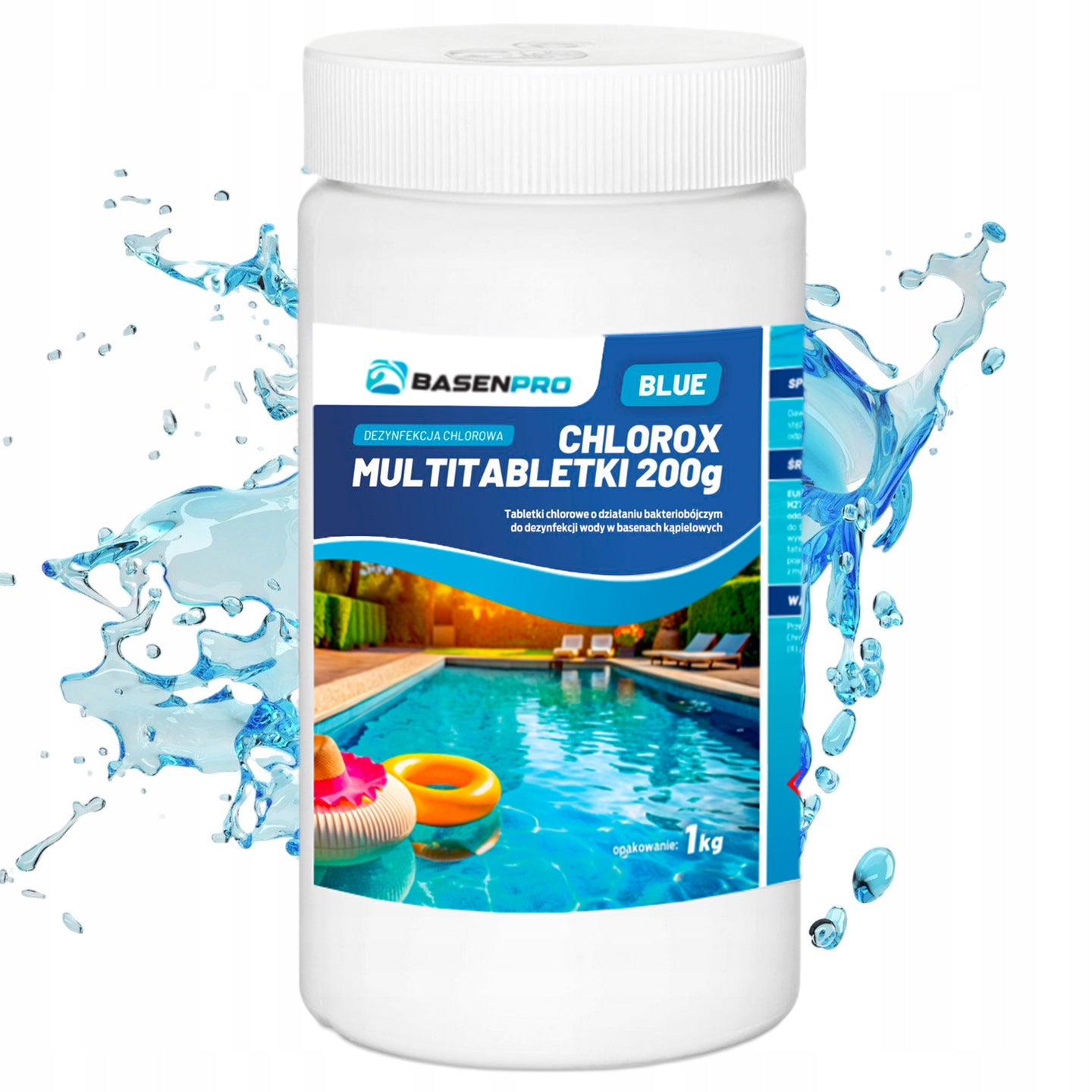 ULTRA STRONG Chlorine for Swimming Pool Jacuzzi SPA BLUE Tablets 200g Chemistry 1KG Packaging status original