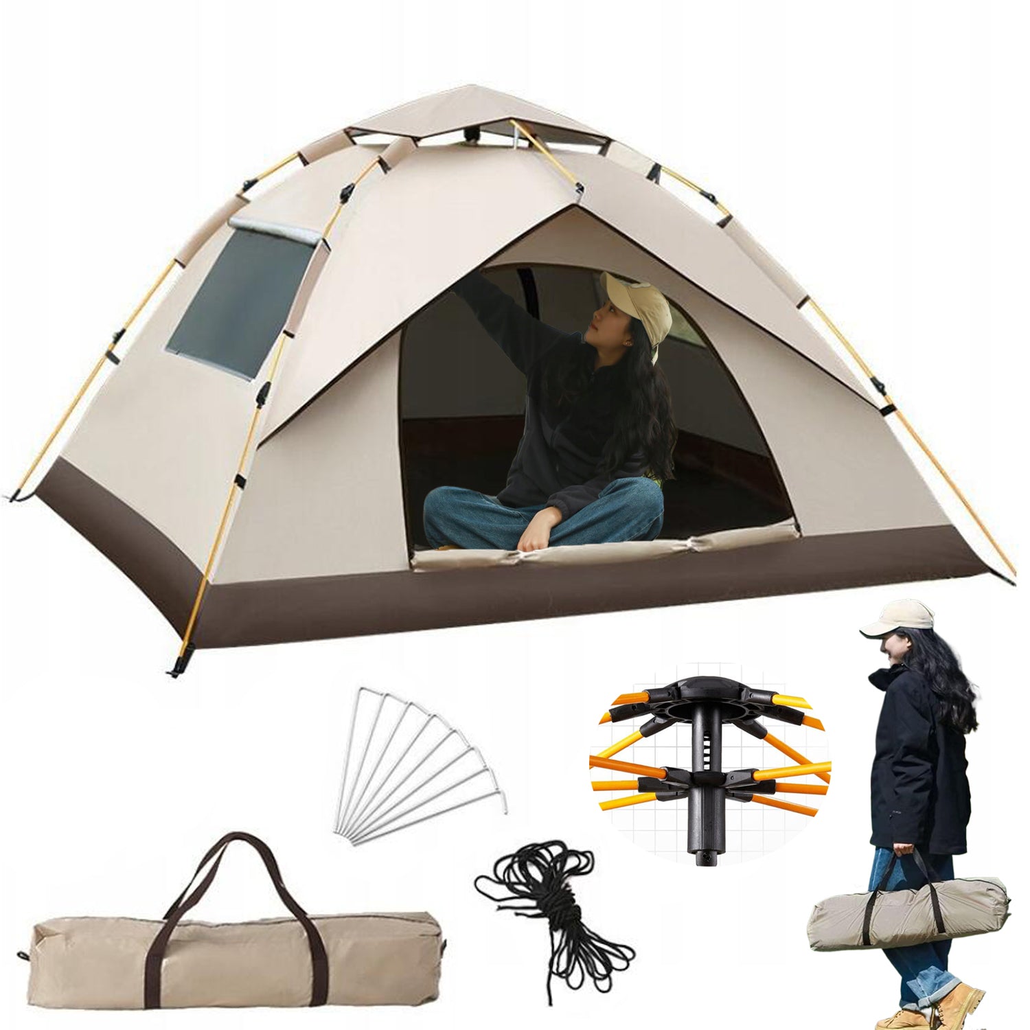 ULTRALIGHT CAMPING TENT SELF-FOLDING 2-3 PEOPLE WITH WINDOWS