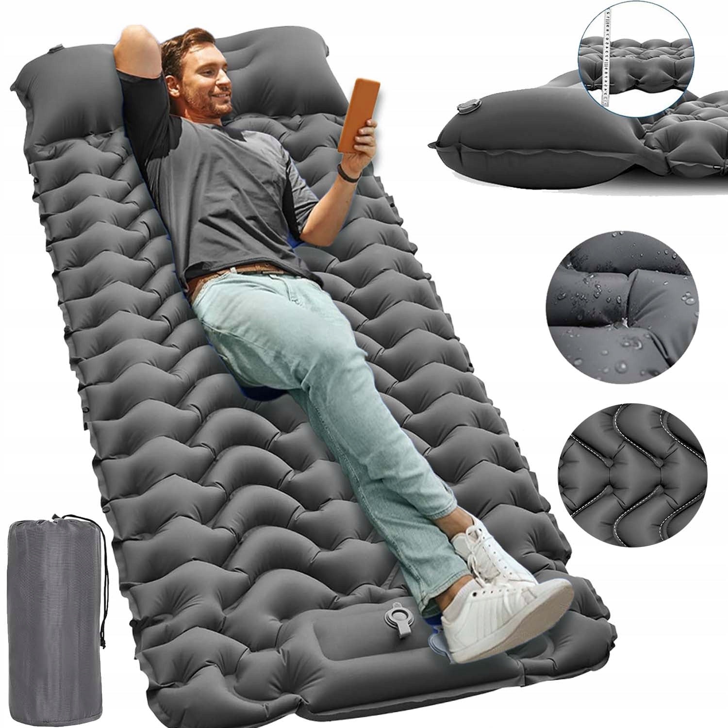 ULTRALIGHT HIKING MATTRESS CAMPING MAT 193 X 68 X 8CM WITH PILLOW