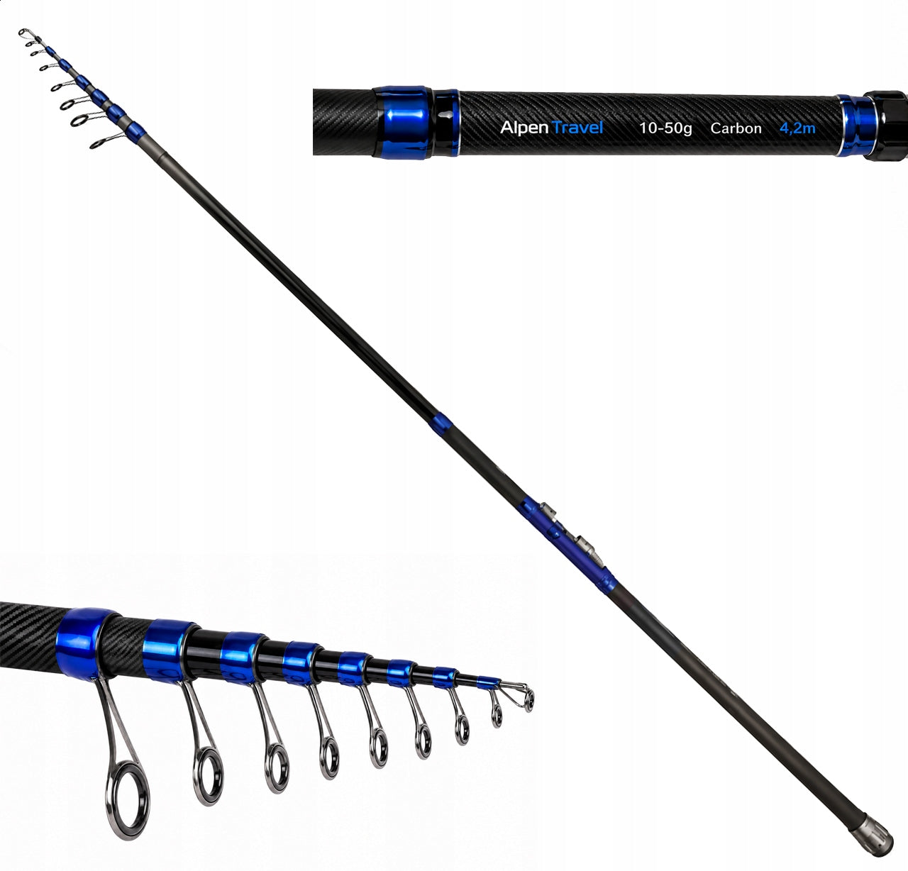 ULTRALIGHT TELESCOPIC FISHING ROD Alpen Travel 4m 10-50g CARBON