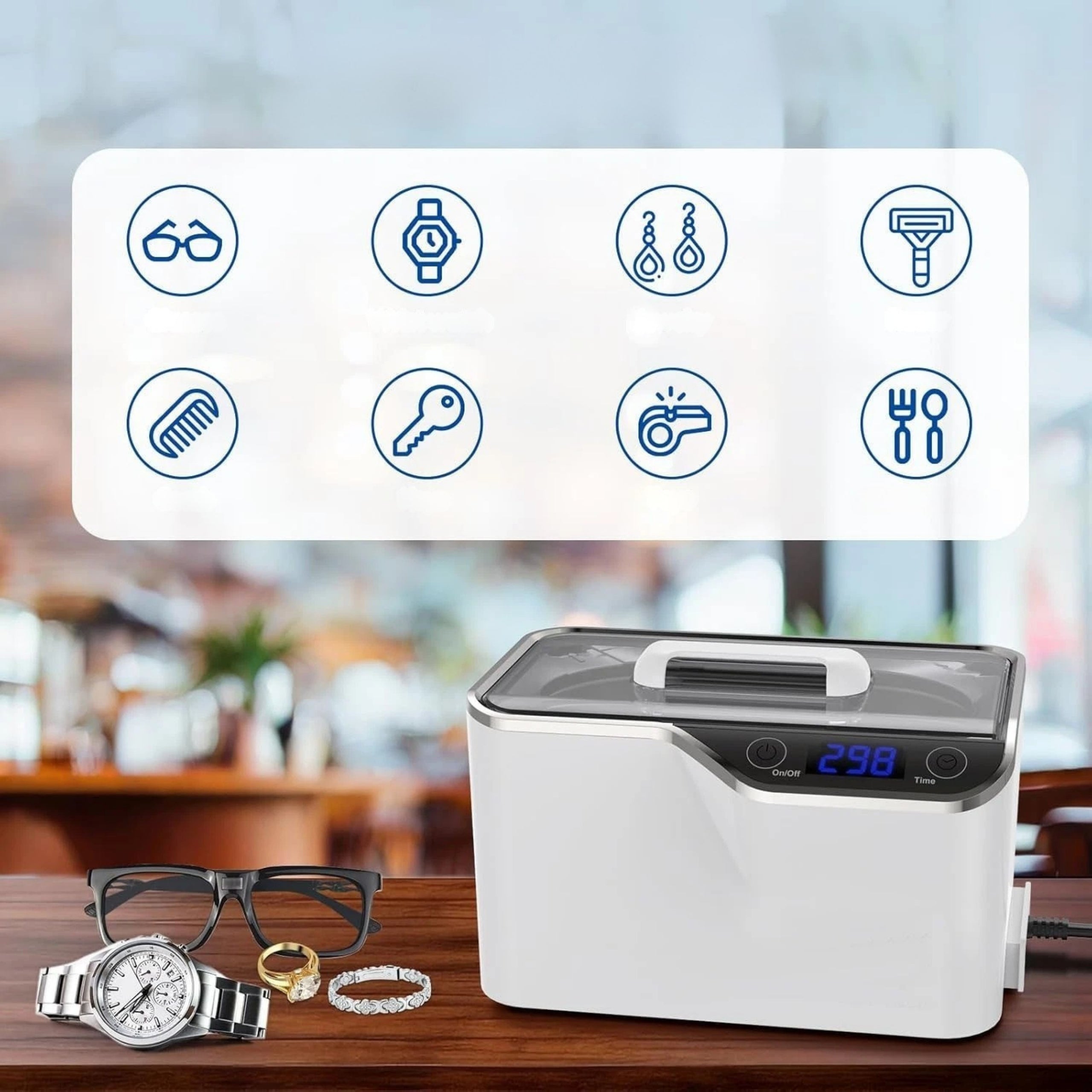 ULTRASONIC COSMETIC WASHER for Jewelry Cutters Sterilizer 50W 0.6L Medical device no