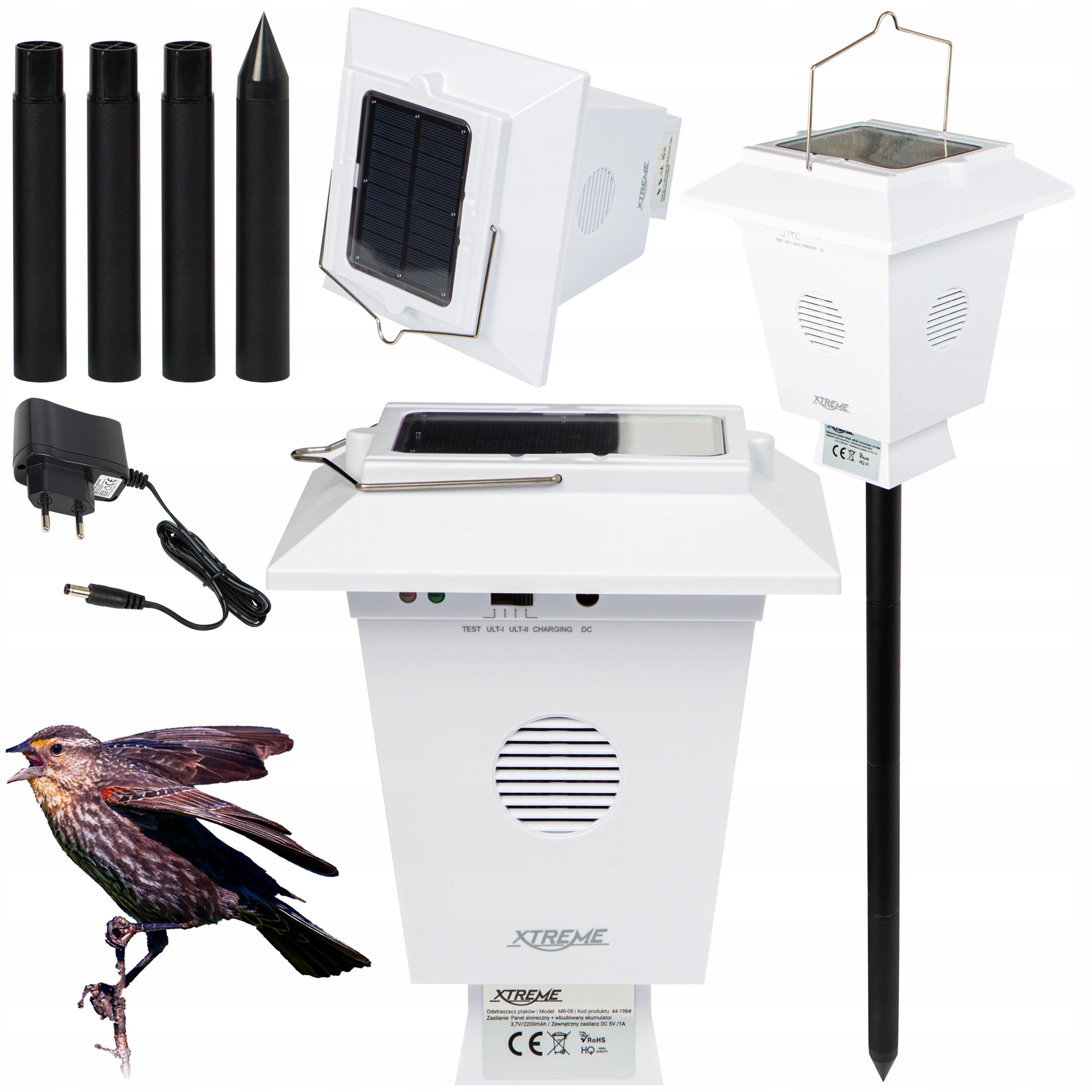 ULTRASONIC DETERRENT OF ANIMAL STARLINGS OF PIGEON BIRDS IP44 OWL FALCON