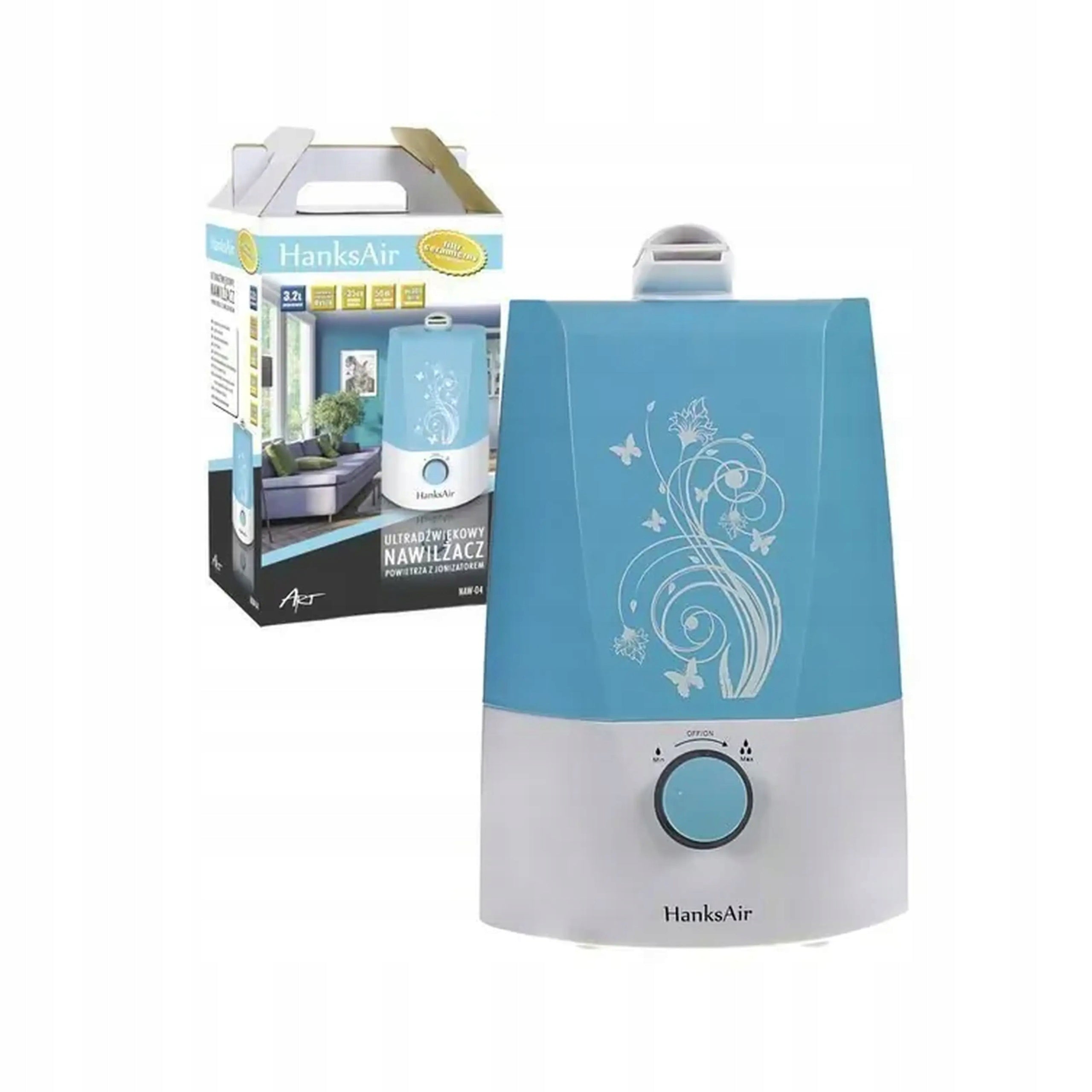 ULTRASONIC HUMIDIFIER IONIZER 2,6L TWO NOZZLES STEAM FILTER