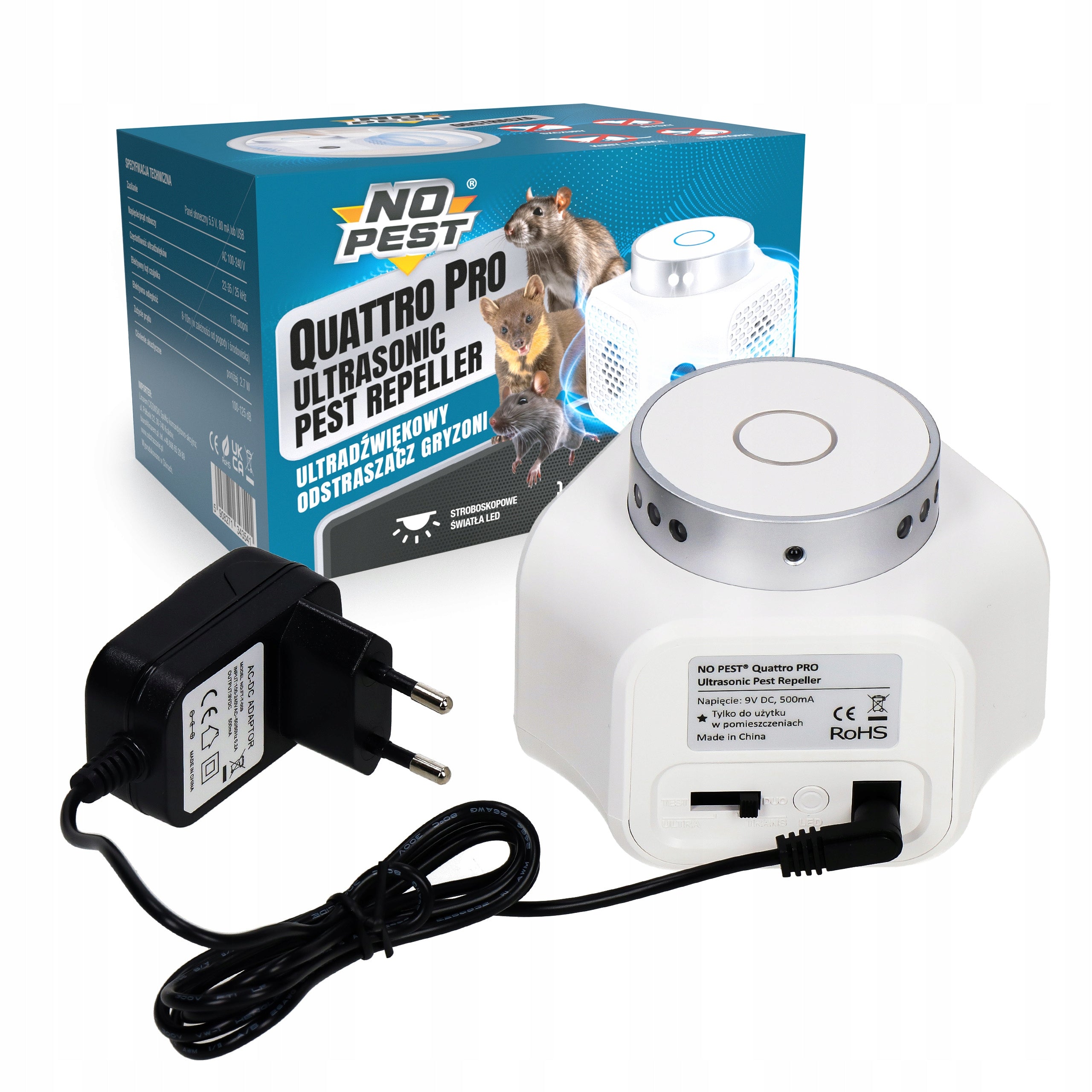 ULTRASONIC MARTEN REPELLENT FOR RODENT MICE NO PEST QUATTRO PRO Brand No-Pest