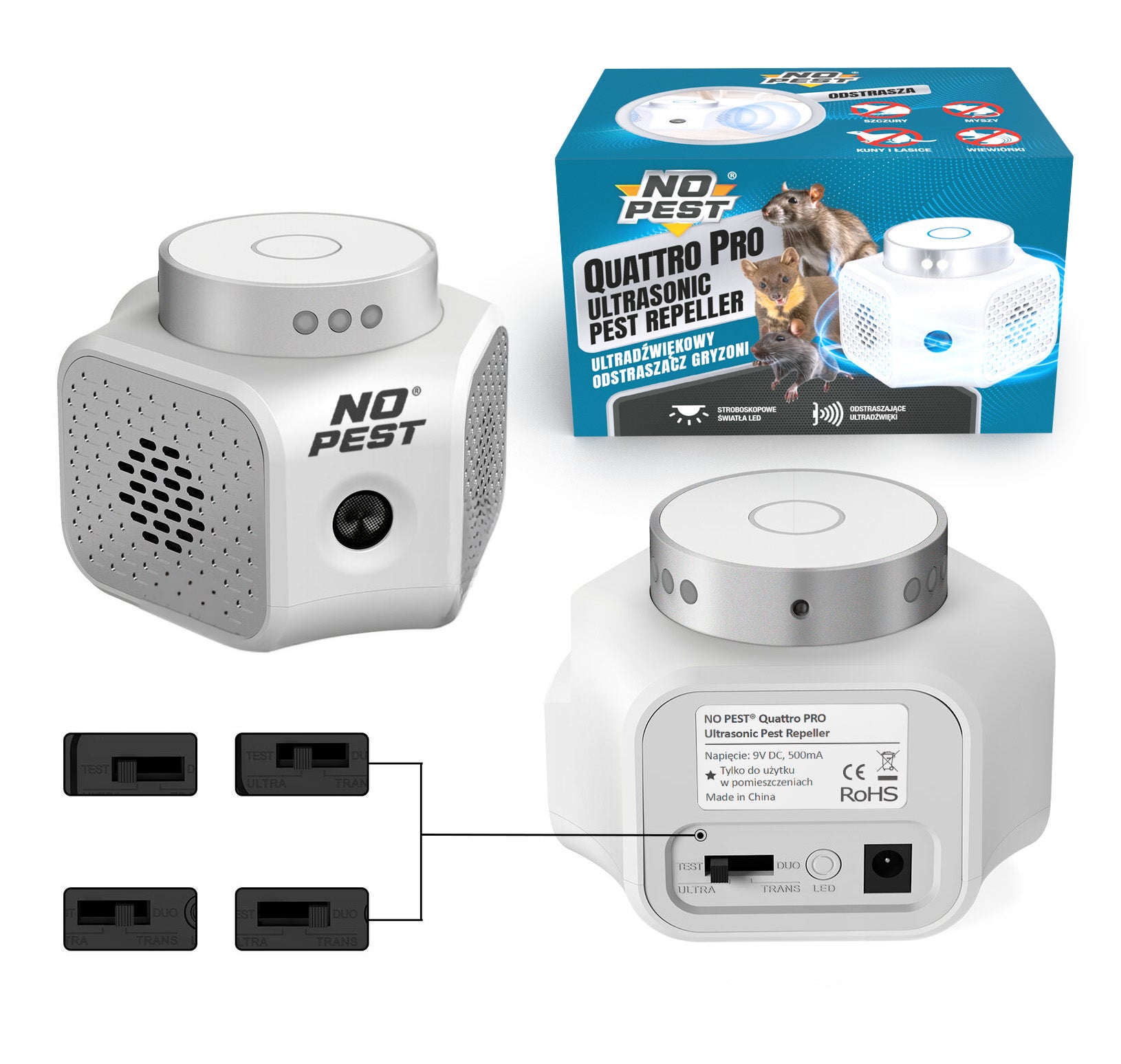 ULTRASONIC MARTEN REPELLENT FOR RODENT MICE NO PEST QUATTRO PRO Kind repellent