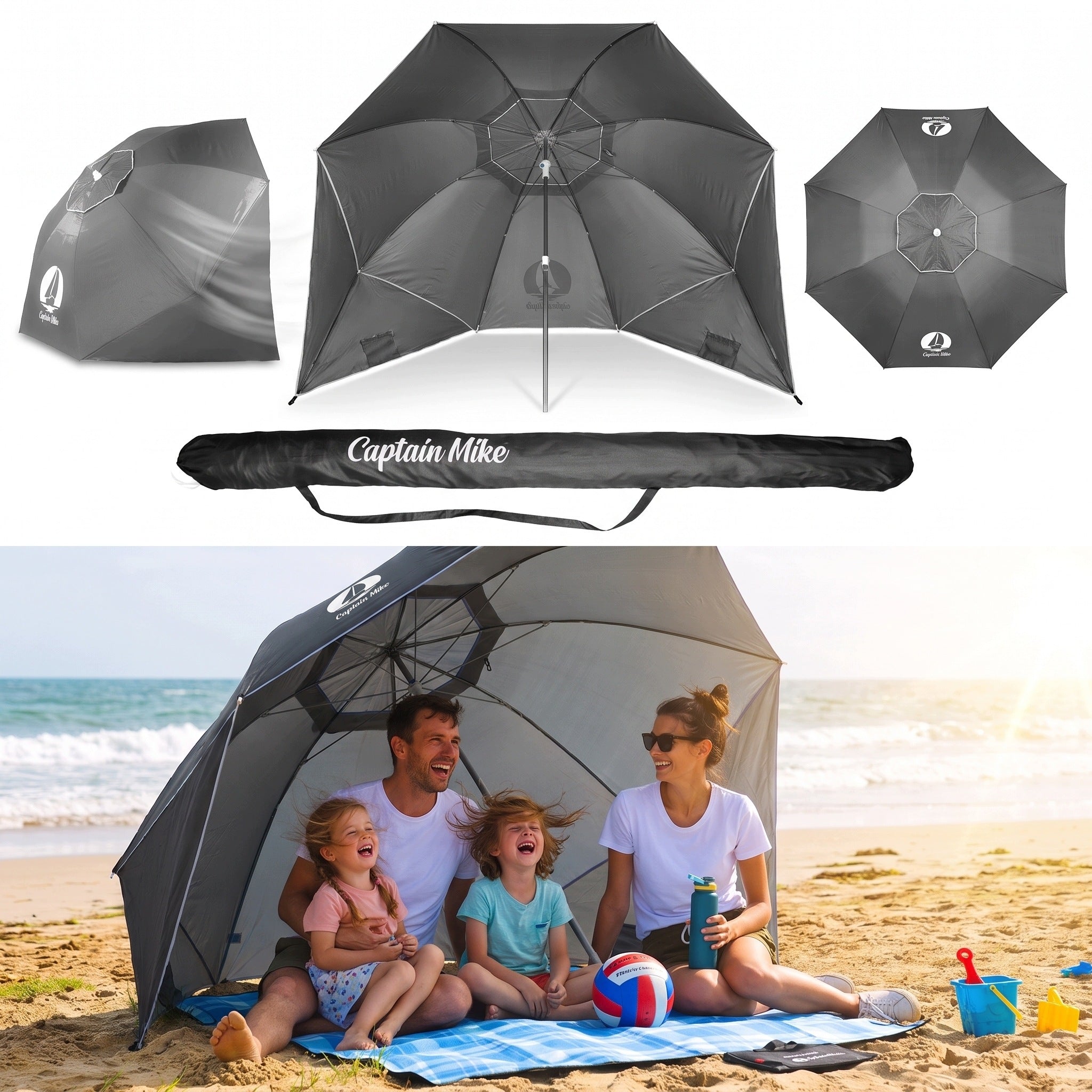 UMBRELLA BEACH TENT SCREEN UV50+ VENTILATION LARGE 200CM LIGHT COVER