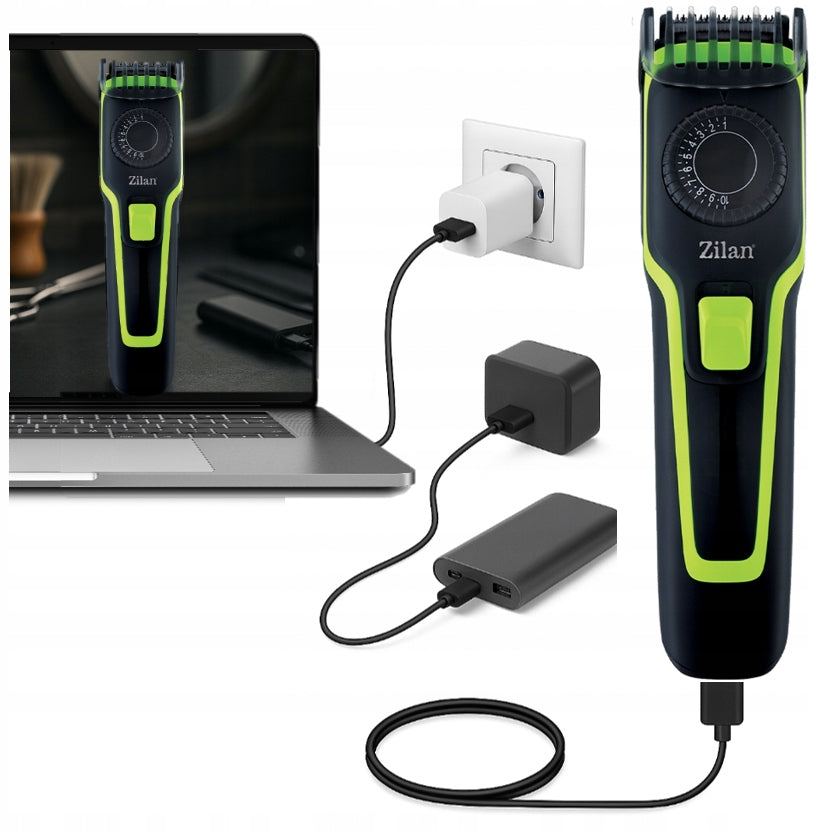 UNIVERSAL BODY BEARD TRIMMER WIRELESS WATERPROOF 19 LEVELS USB Brand Zilan