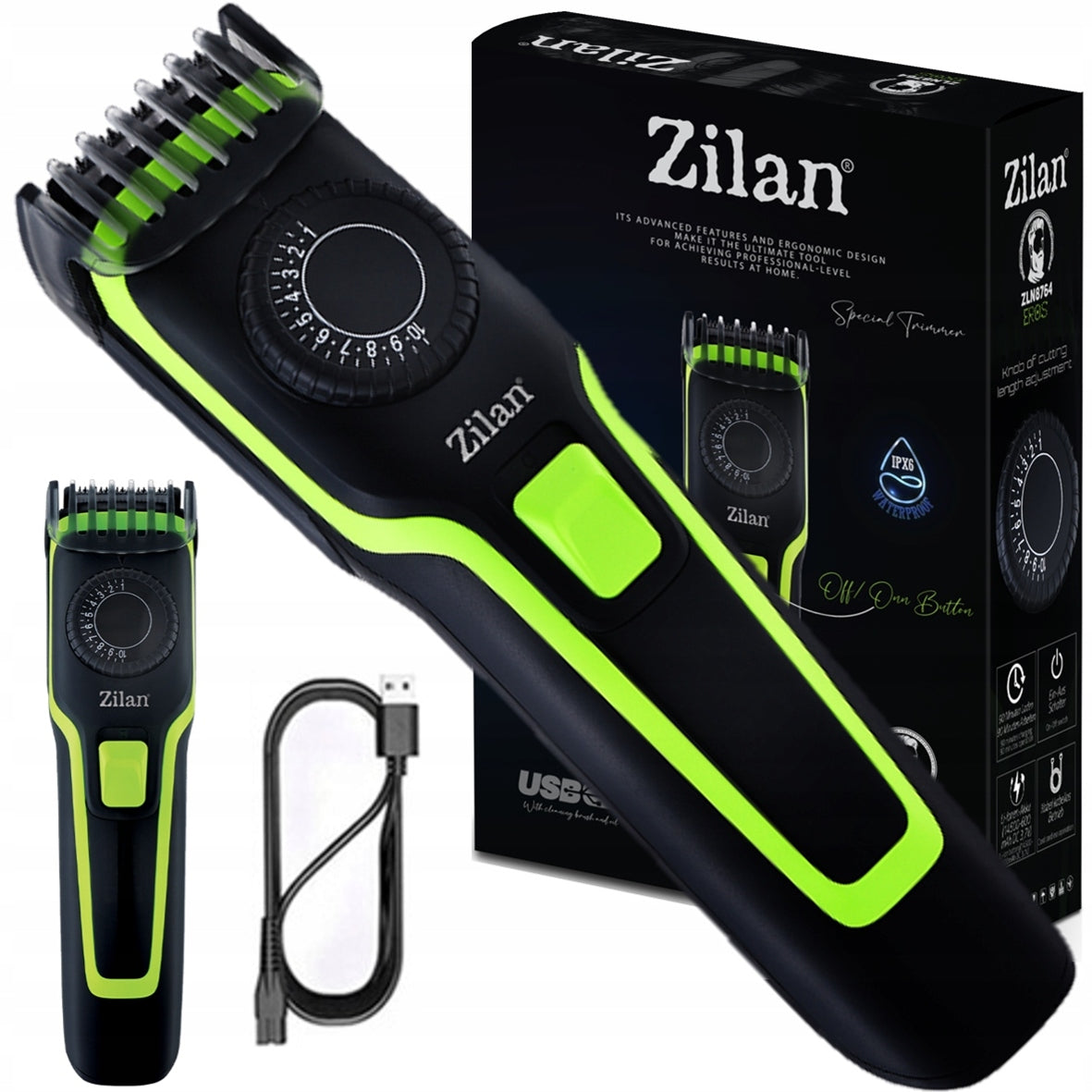 UNIVERSAL BODY BEARD TRIMMER WIRELESS WATERPROOF 19 LEVELS USB