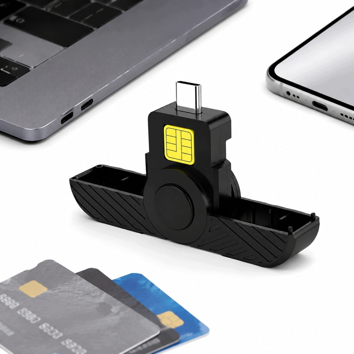 UNIVERSAL CARD READER CAC SIM ID USB-C FOR PHONE AND COMPUTER