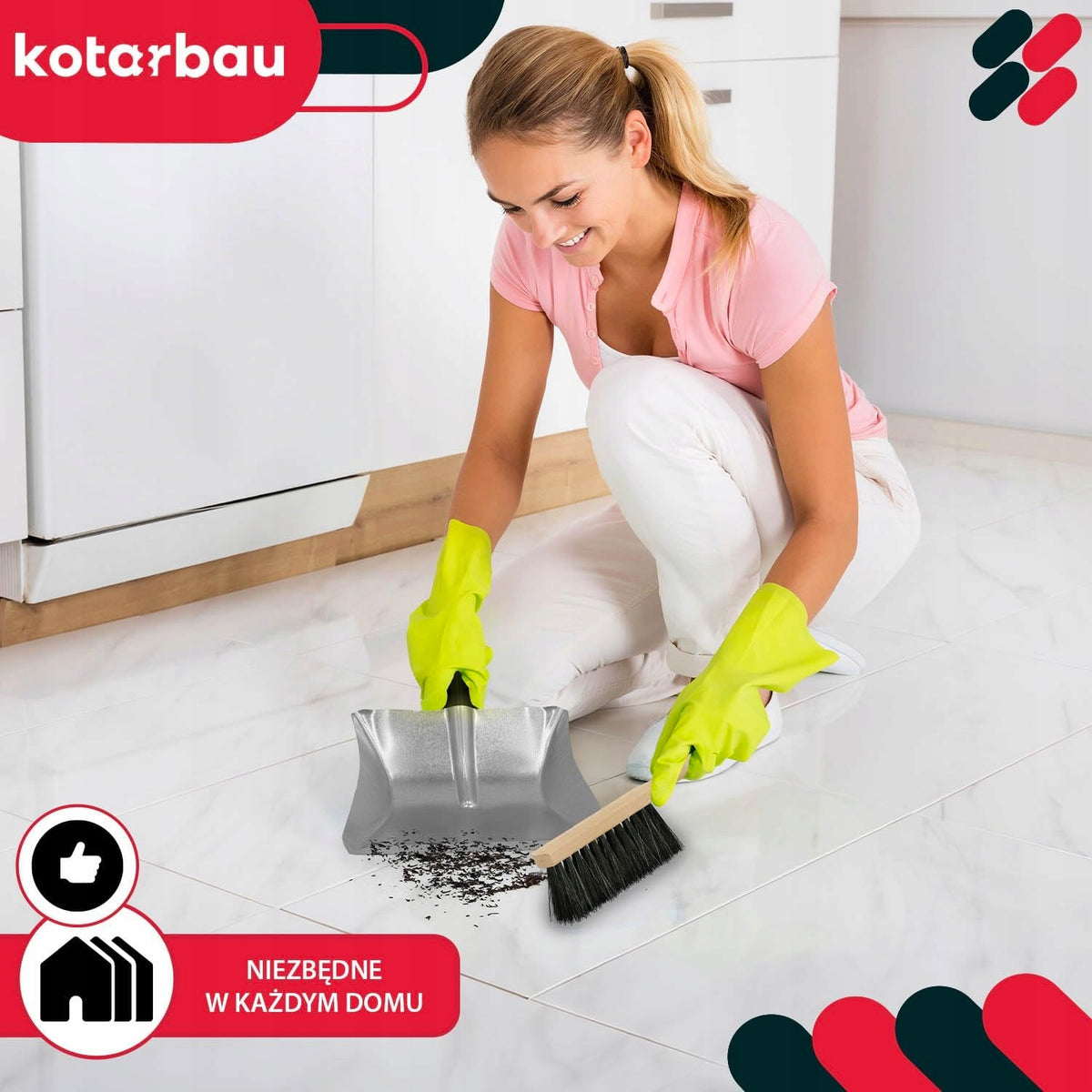 UNIVERSAL CLEANING KIT STEEL DUSTPAN AND WOODEN BROOM Brand Kotarbau