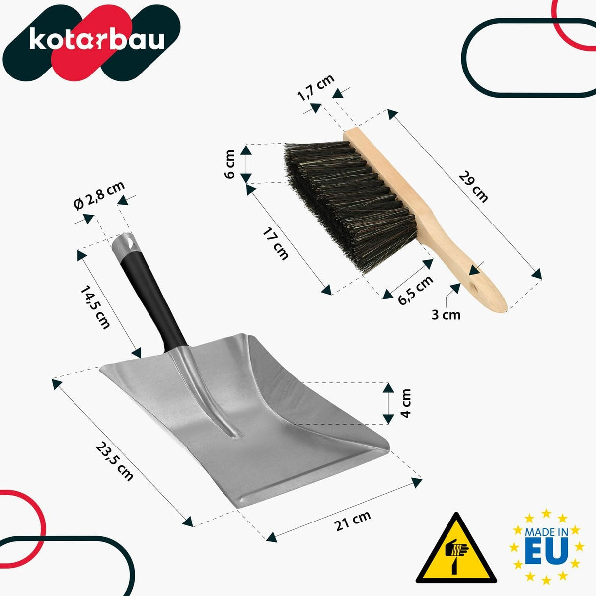 UNIVERSAL CLEANING KIT STEEL DUSTPAN AND WOODEN BROOM Kid's age 2＋ years