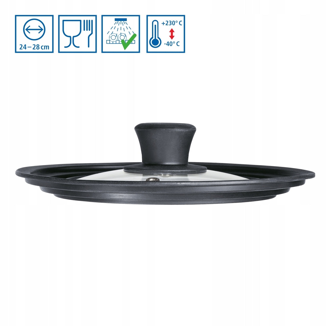 UNIVERSAL GLASS LID XAVAX 24-28 CM FOR SILICONE POT PANS Brand Xavax