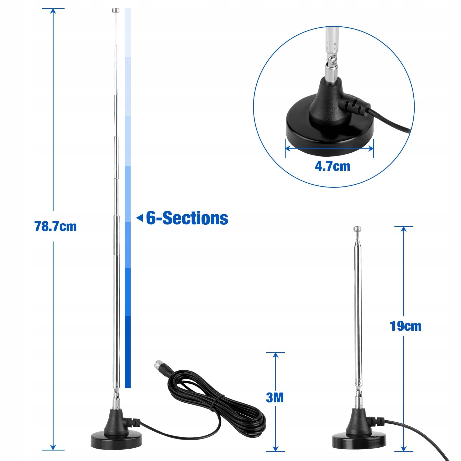 UNIVERSAL ROOM ANTENNA FM DAB TELESCOPIC RADIO FOR SIGNAL AMPLIFICATION Model UNIWERSALNA ANTENA RADIA DO FM