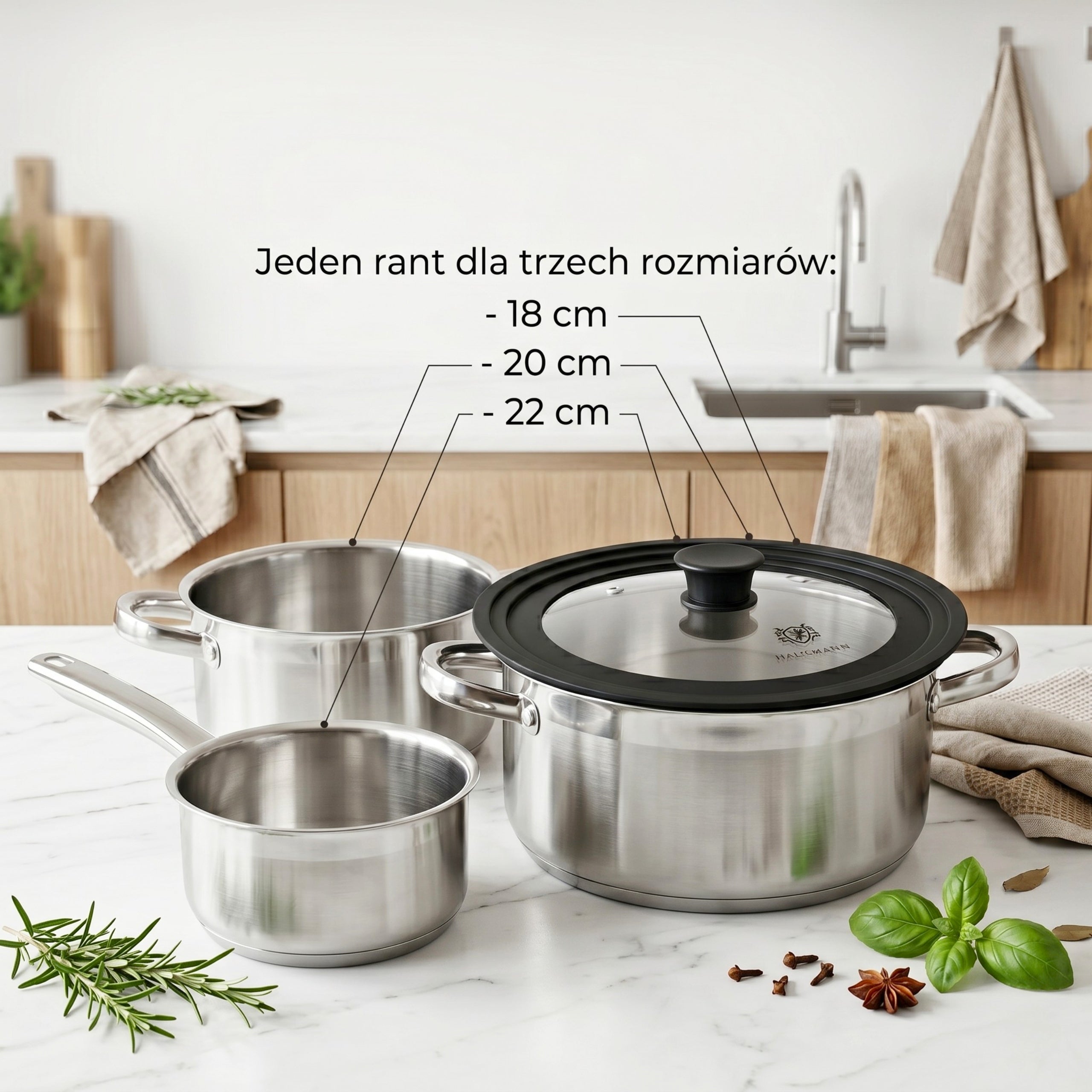 UNIVERSAL SILICONE GLASS LID FOR POT POTS PAN 18 20 22 Packaging status original